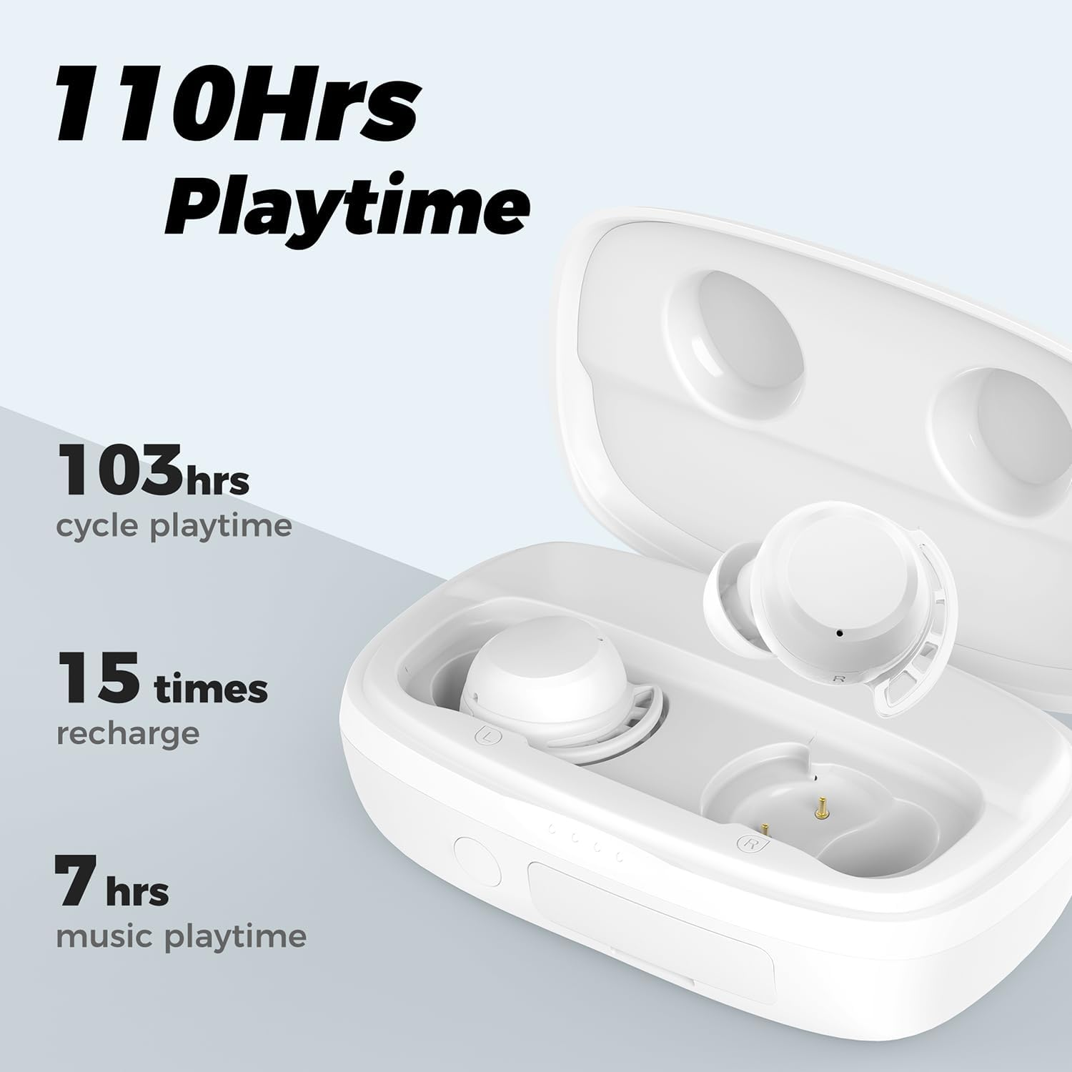 Wireless Earbuds, Tribit True Wireless Earbuds Hifi Stereo 36H Playtime Wireless Headphones with Microphone IPX8 Waterproof Wireless Earphones for Sport (White) - White image number 4