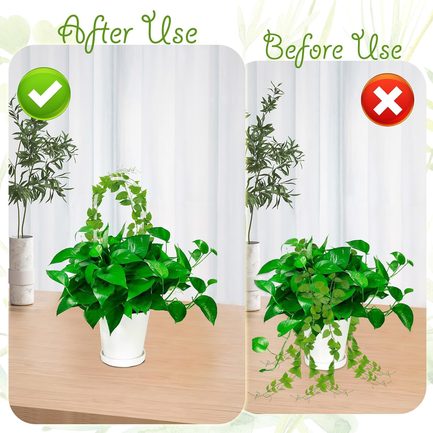 3 Pack U-Shaped Acrylic Plant Trellis, Indoor Potted Climbing Plants Support Stakes, 40Cm Small Plant Trellis, Garden Plant Support for Hoya, Ivy, Pothos, Houseplant