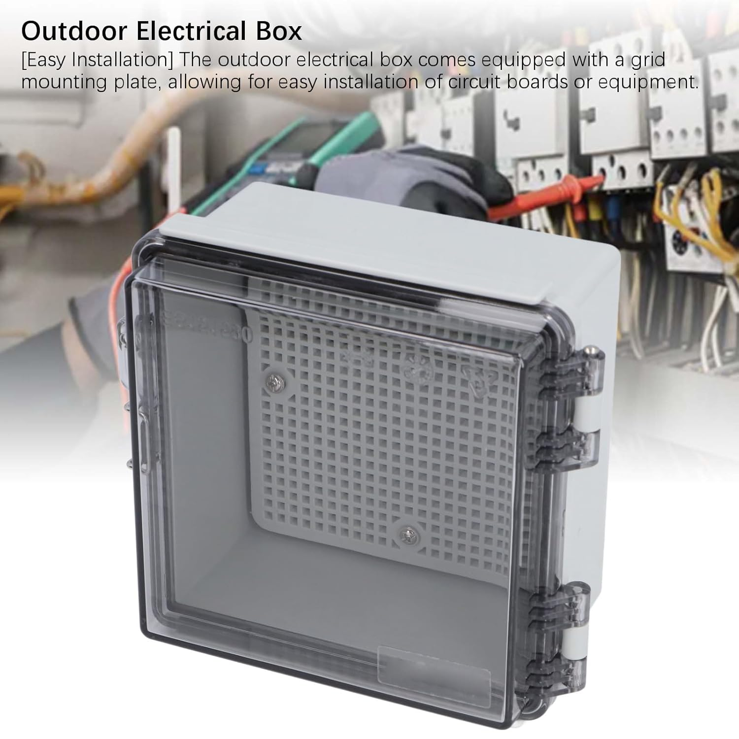 Waterproof Junction Box,Abs Plastic IP67 Enclosure with Stainless Steel Latch, Easy Installation Grid Mounting Plate, for Home Projects image number 2