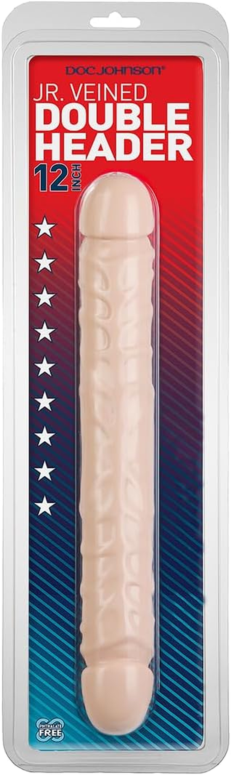 Doc Johnson Classic - Jr. Veined Double Header - 12 Inch - Double-Sided Dildo - Black