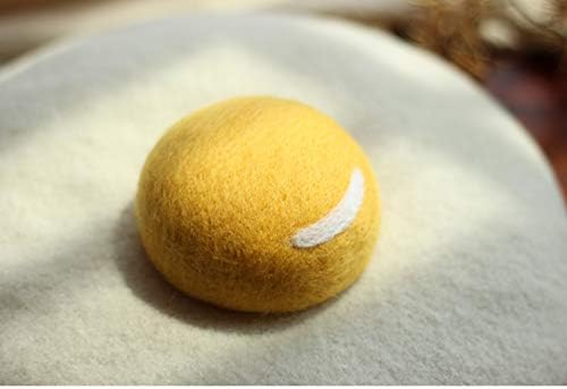 Manual Wool Egg Yolk Beret Lovely Gift for Winter Poached Egg Berets Cap Hat for Women Girls White image number 6