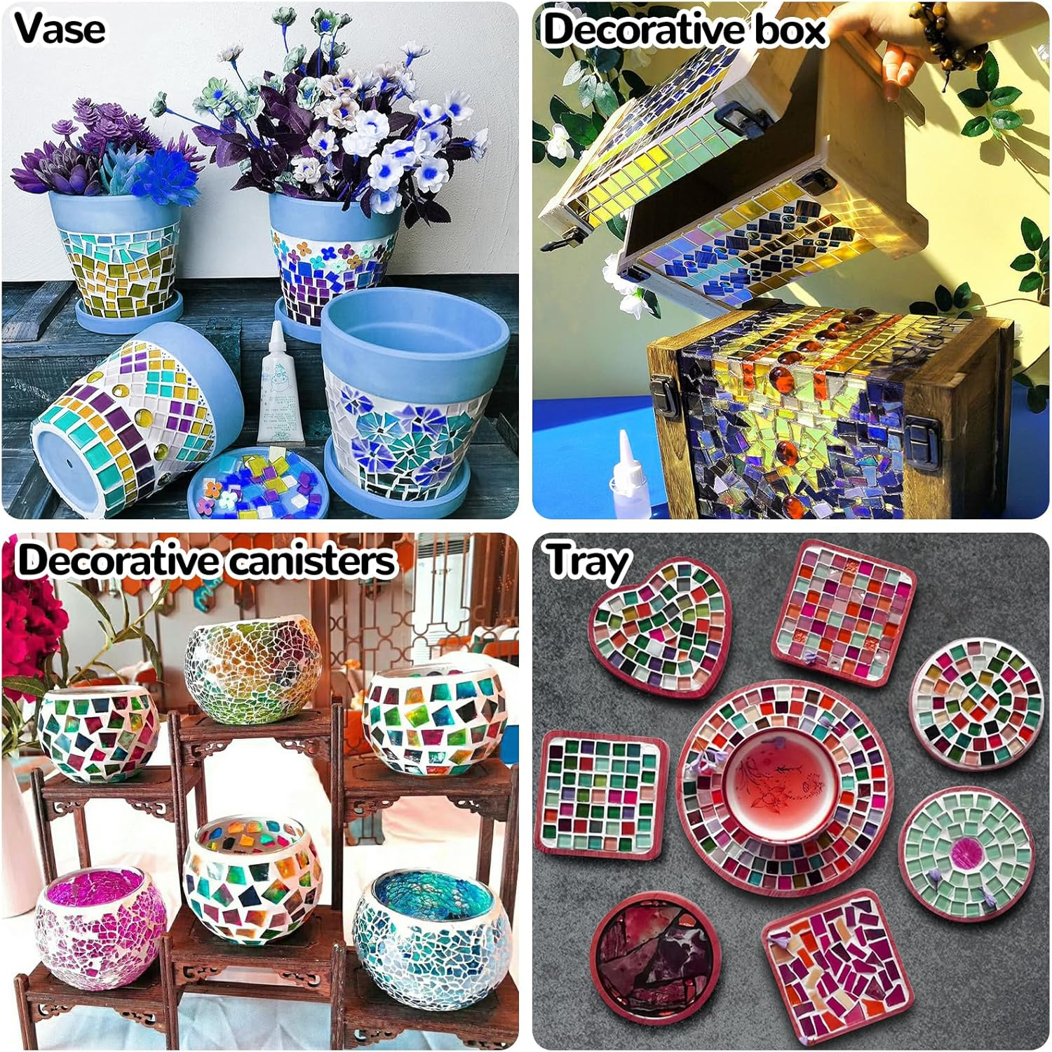 500G/1.1 Pounds Glass Mosaic Tiles, Irregular Crystal Mosaic Tiles for Crafts Bulk and Tiny Stepping Stone Kit, Transparent Stained Glass Sheets for Handmade DIY Art Crafts and Home Decoration,Blue - Green image number 3