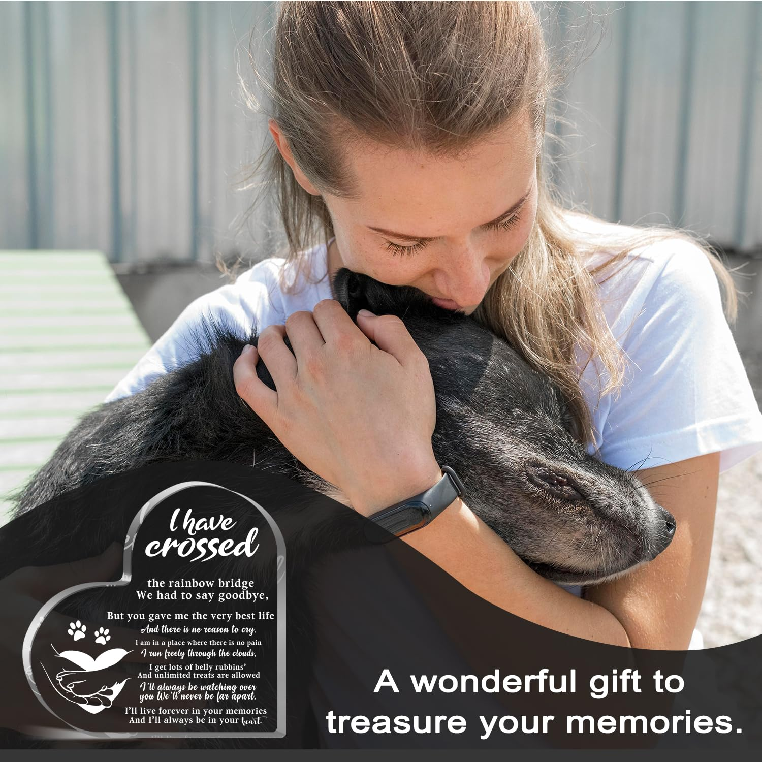 Pet Memorial Acrylic Rainbow Bridge Decorations - Sympathy Gifts for Loss of Dog, Cat - Bereavement Gifts for Pet Loss Remembrance