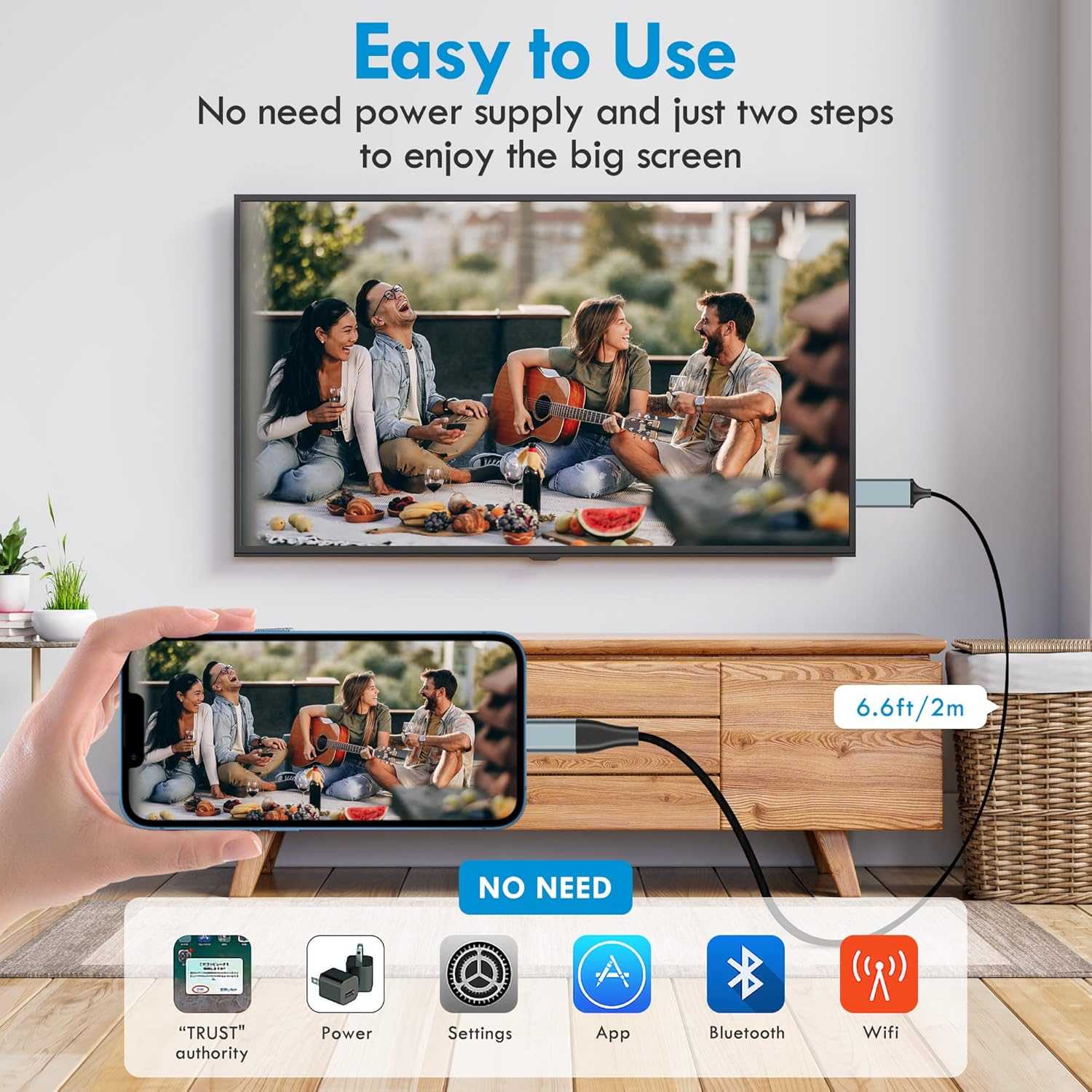 Lightning to HDMI Adapter &bull; HDMI Cable for Iphone to TV &bull; Compatible with Iphone14, 13, 12, 11 & Youtube to TV Output &bull; with 1080P HD Display &bull; Sync Video and Sound &bull; Just Plug and Play &bull; 6.6FT, Grey image number 4