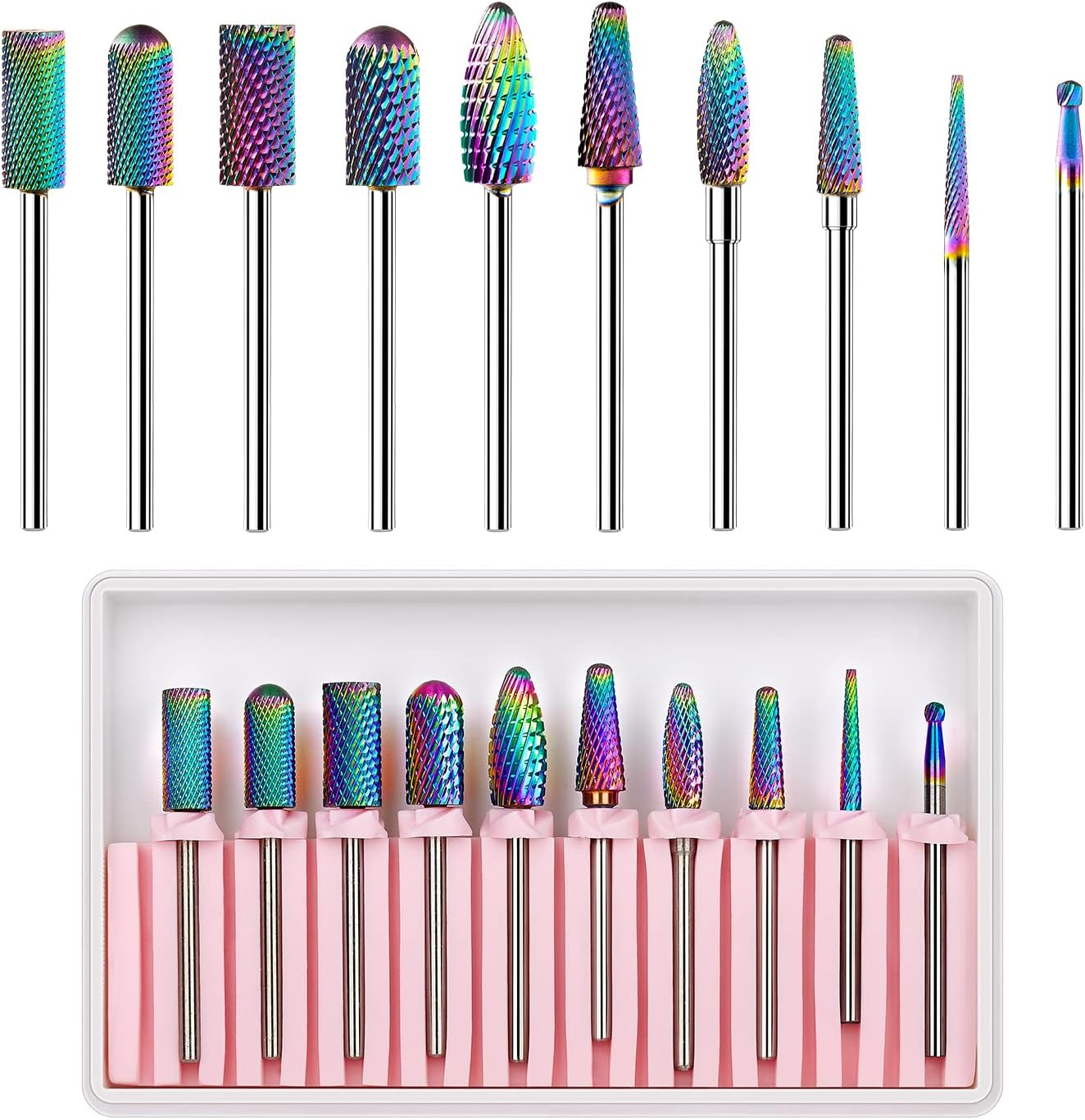 Makartt Nail Drill Bits Set, 10Pcs Tungsten Carbide, Remove Acrylic Poly Nail Gel Nail Polish B-36, 3/32 Inch for Acrylic Gel Nails Cuticle Manicure Pedicure image number 5