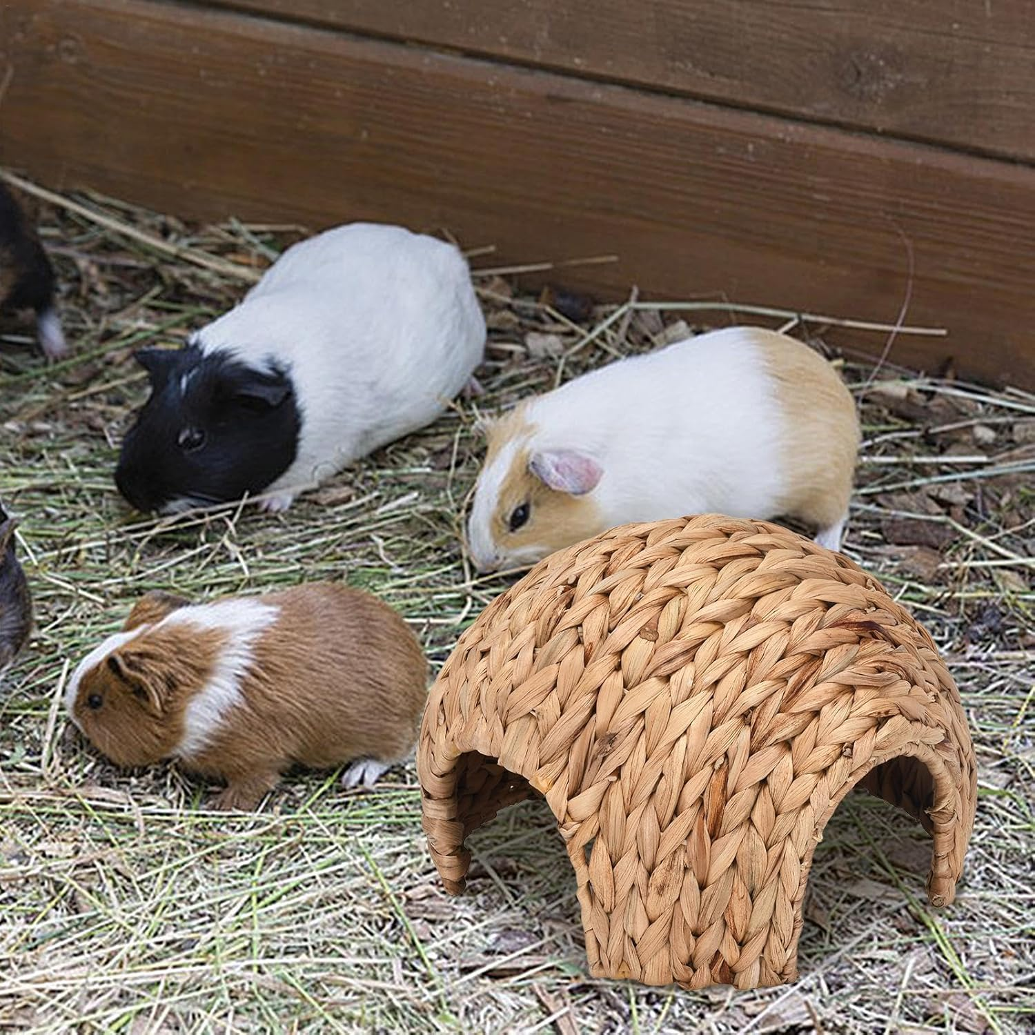 Rabbit Bunny Huts - Small Animal Huts Hideaway, Hand Made Bunny Grass House | Bunny House Hideaway Bed, Comfortable Bunny Hamster House, Guinea Pigs Hiding Huts for Chinchilla Guinea Pigs Ra image number 3