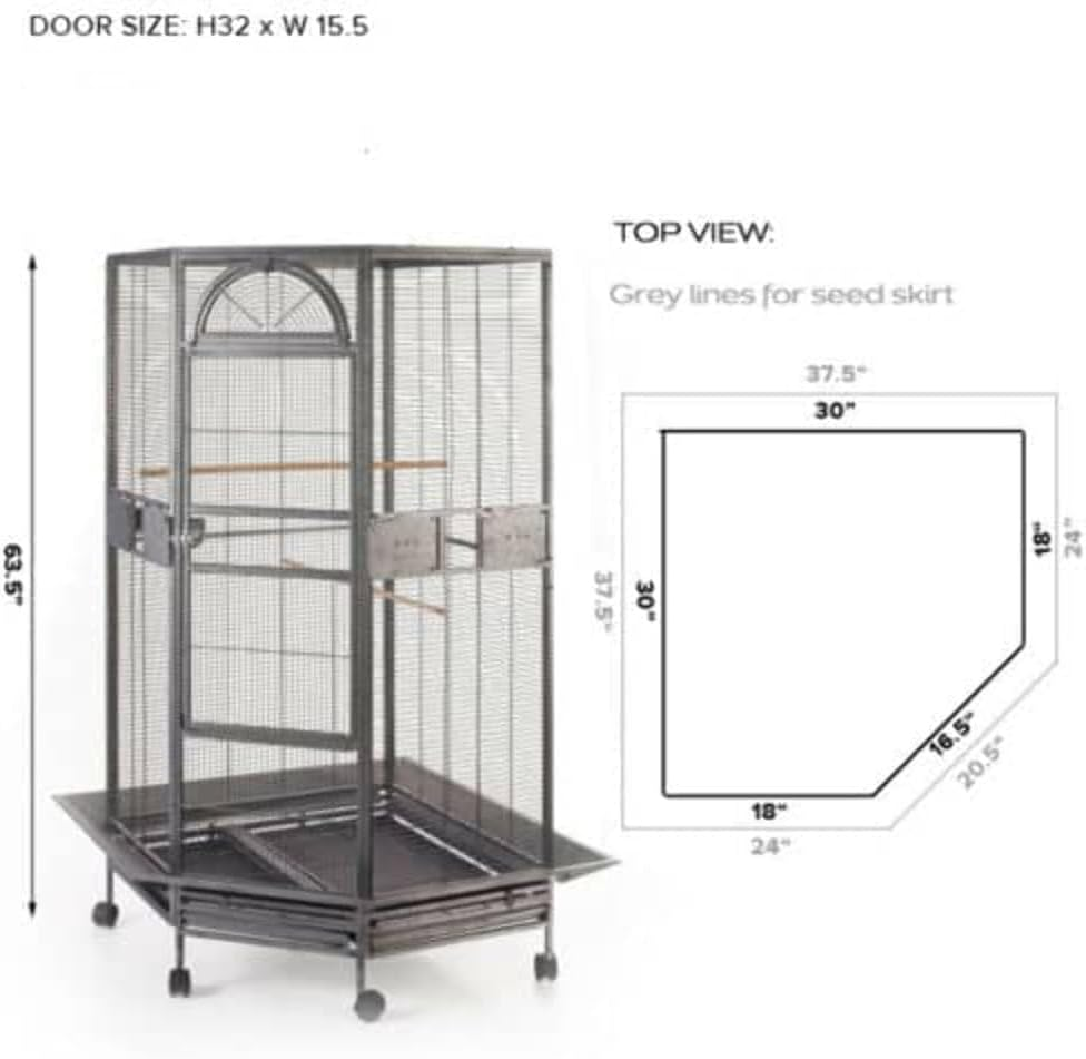 YES4PETS 161 Cm XL Corner Bird Cage Pet Parrot Aviary Perch Castor Wheel