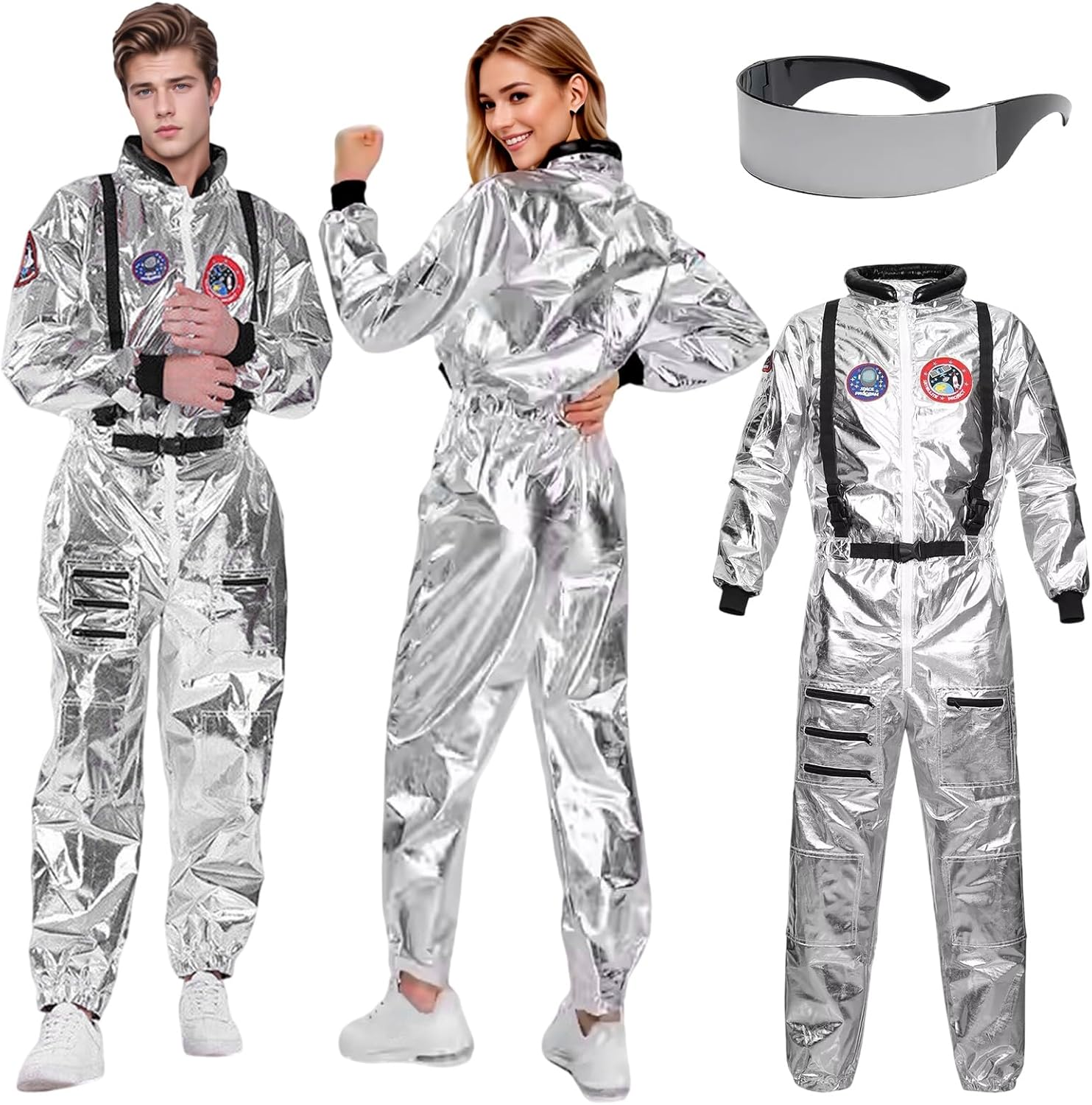 Astronaut Costume Astronaut Jumpsuit Costume for Men Women Spaceman Suit Fancy Dress Spaceman Cosplay for Adult image number 4