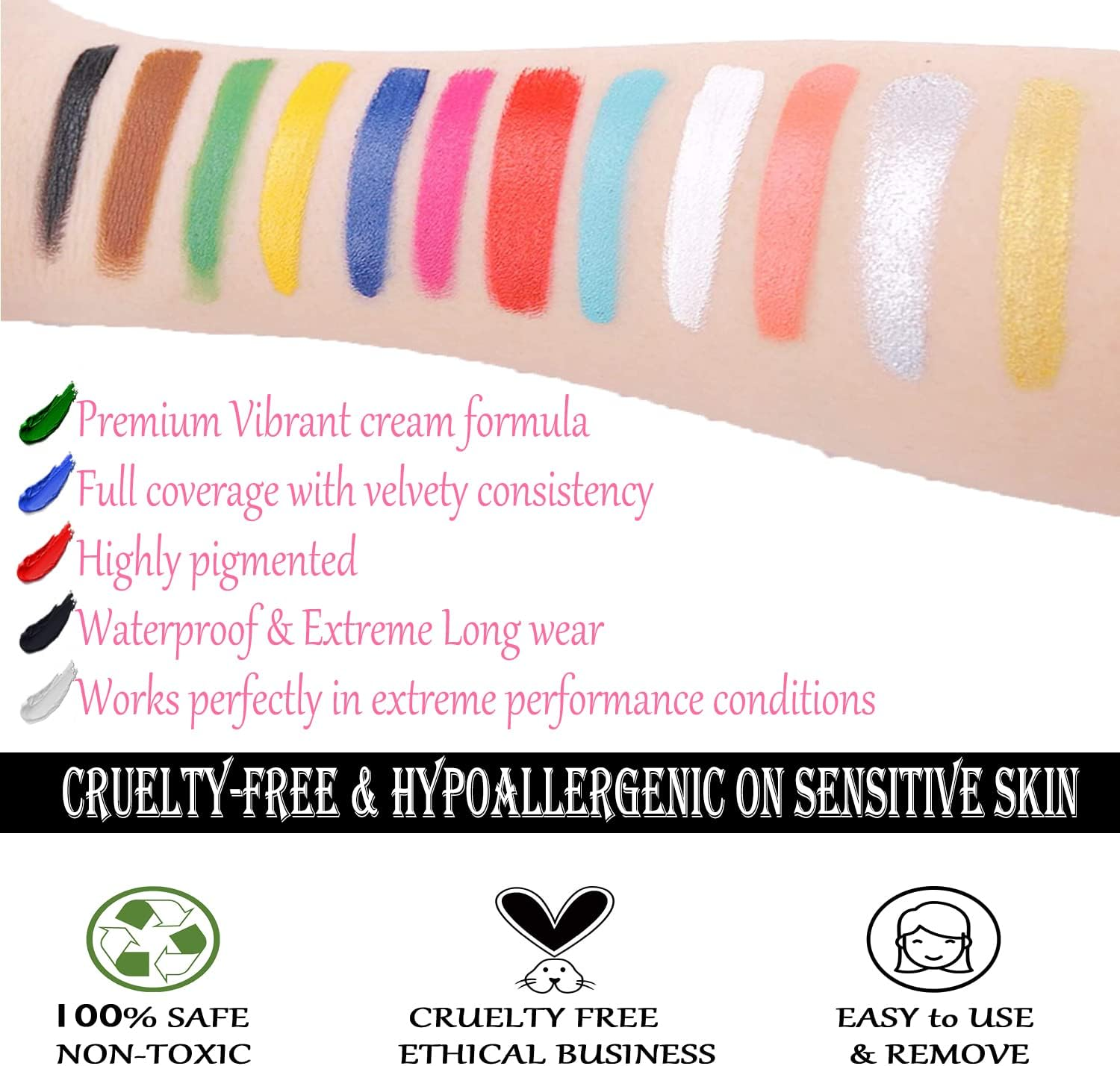 Ccbeauty Professional Face Paint Oil Body Painting Art Party Fancy Make up + Brushes Set (12 Deep Color+Brushes) image number 1