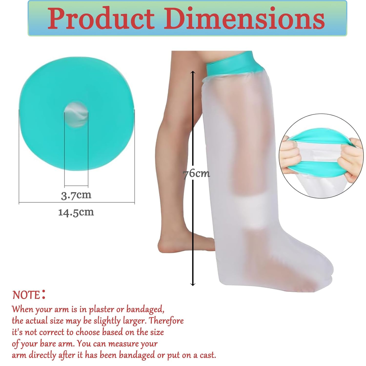 Waterproof Leg Cast Cover for Shower, Reusable Adult Plaster Protector, Elastic Shower Cover image number 2