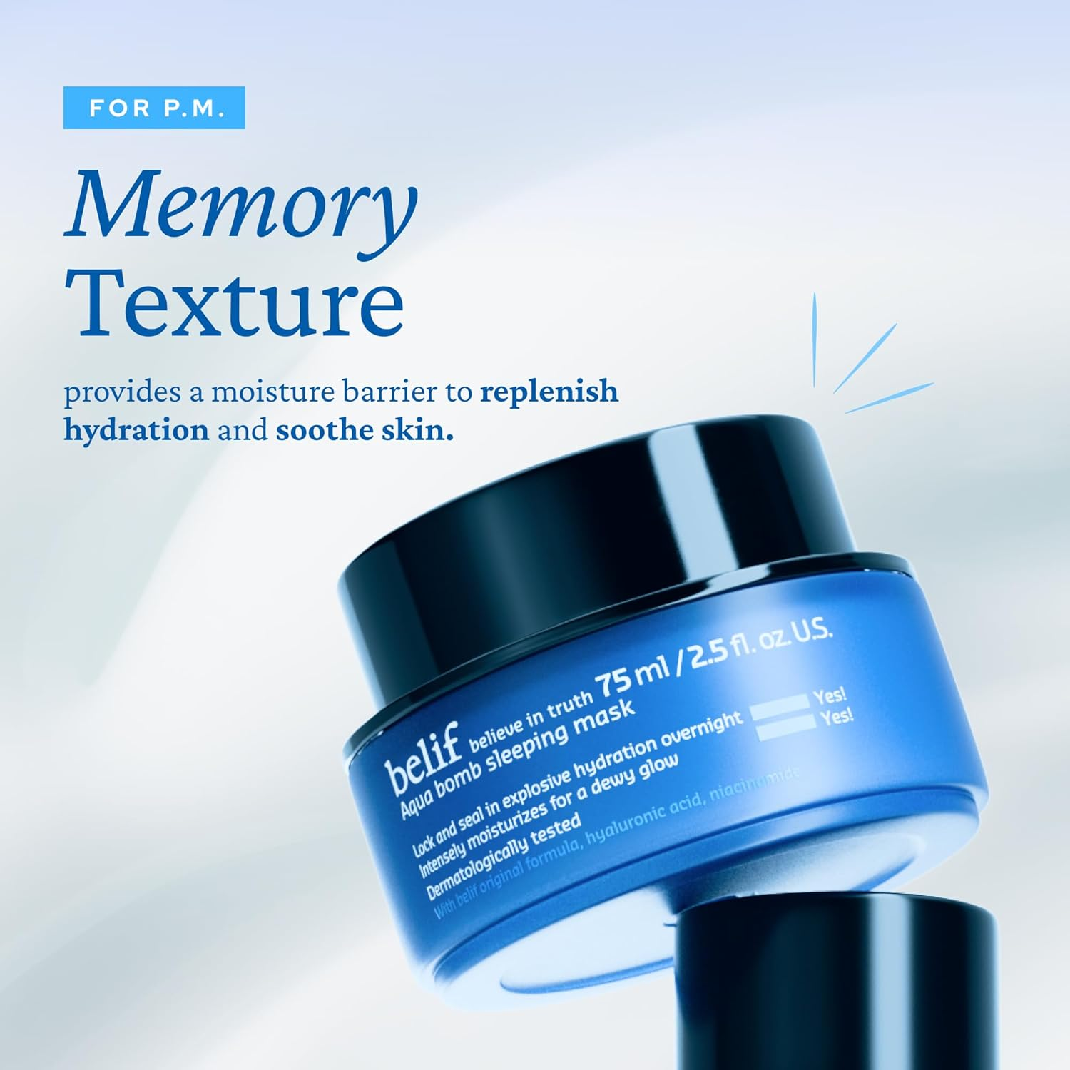 Belif Aqua Bomb Sleeping Mask | Hydrating Herbs Rejuvenate, Soothe & Replensihe Fatigued Skin | Antioxidants & Anti-Inflammatory Moisturizing Face Mask | Pore Minimizing Facial Skincare | 2.53 Fl Oz image number 1