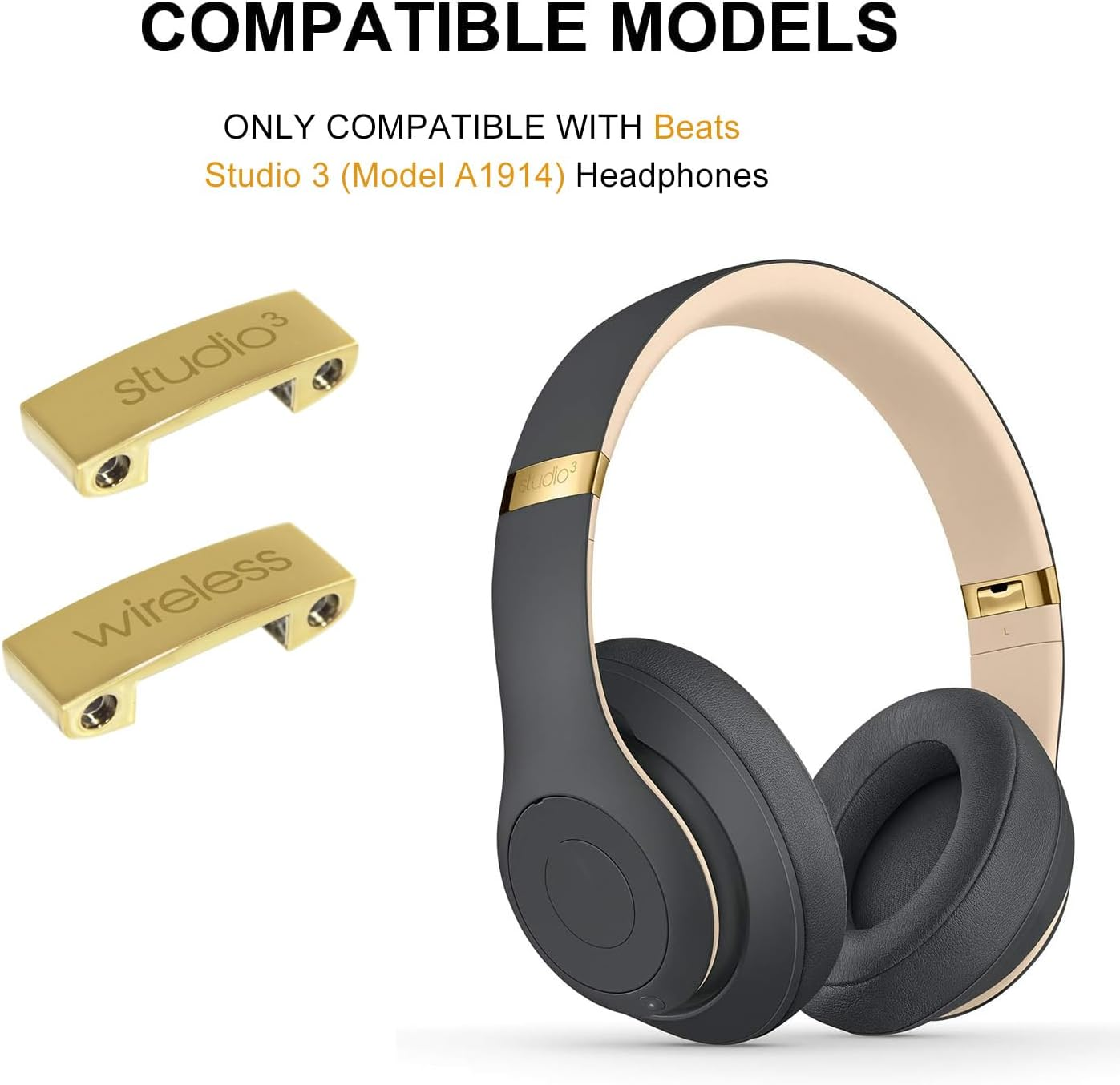 Replacement Headband Metal Folding Hinge Clip Cover Pin Repair Parts Set Compatible with Beats Studio 3 Studio 3.0 Wireless Over-Ear Headphones (Gold) image number 3