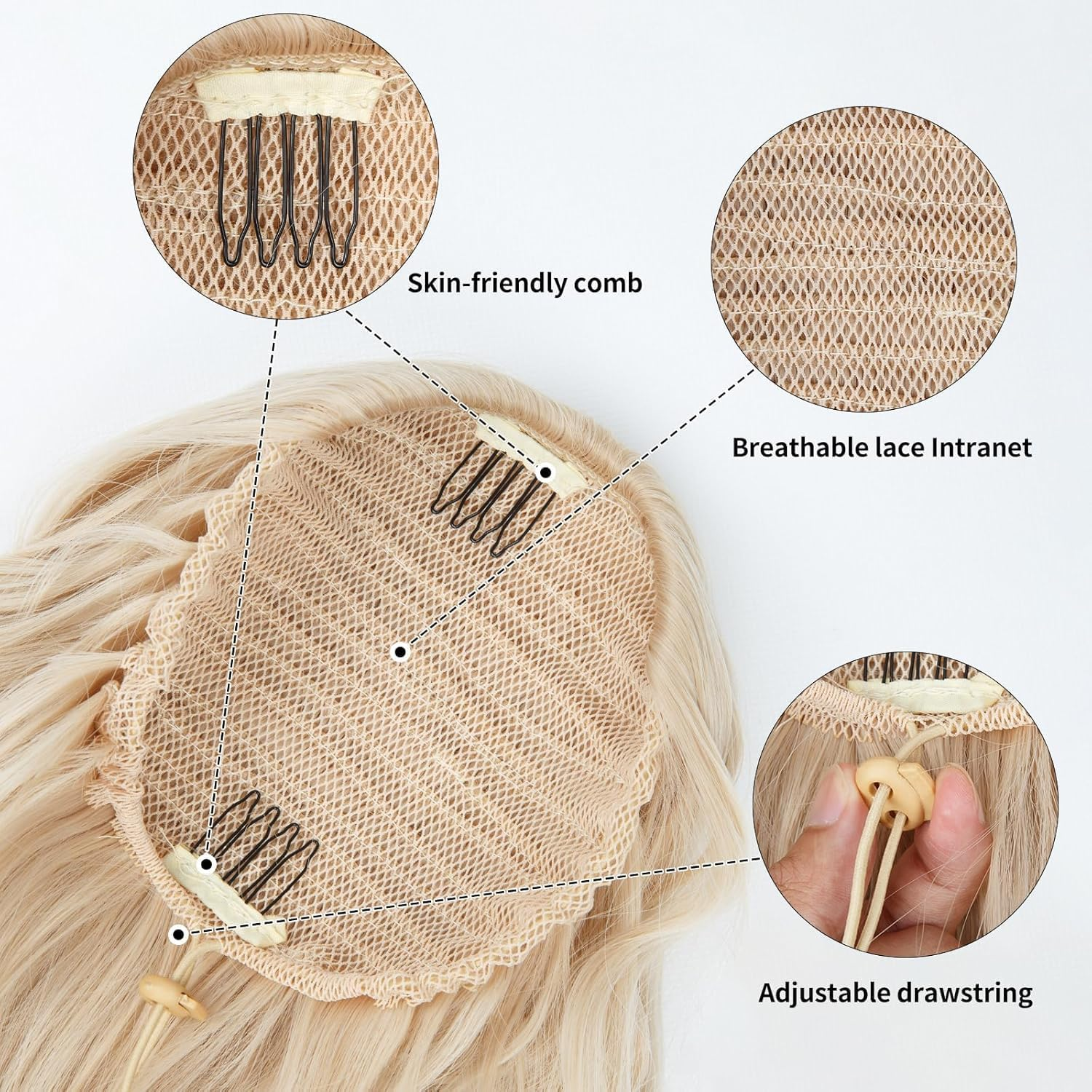 26 Inch Blonde Ponytail Extension, Drawstring Ponytail Extension for Women, Long Wavy Pony Tails Hair Extensions, Synthetic Hair Extensions Ponytail for Daily Use - 4/30 image number 4