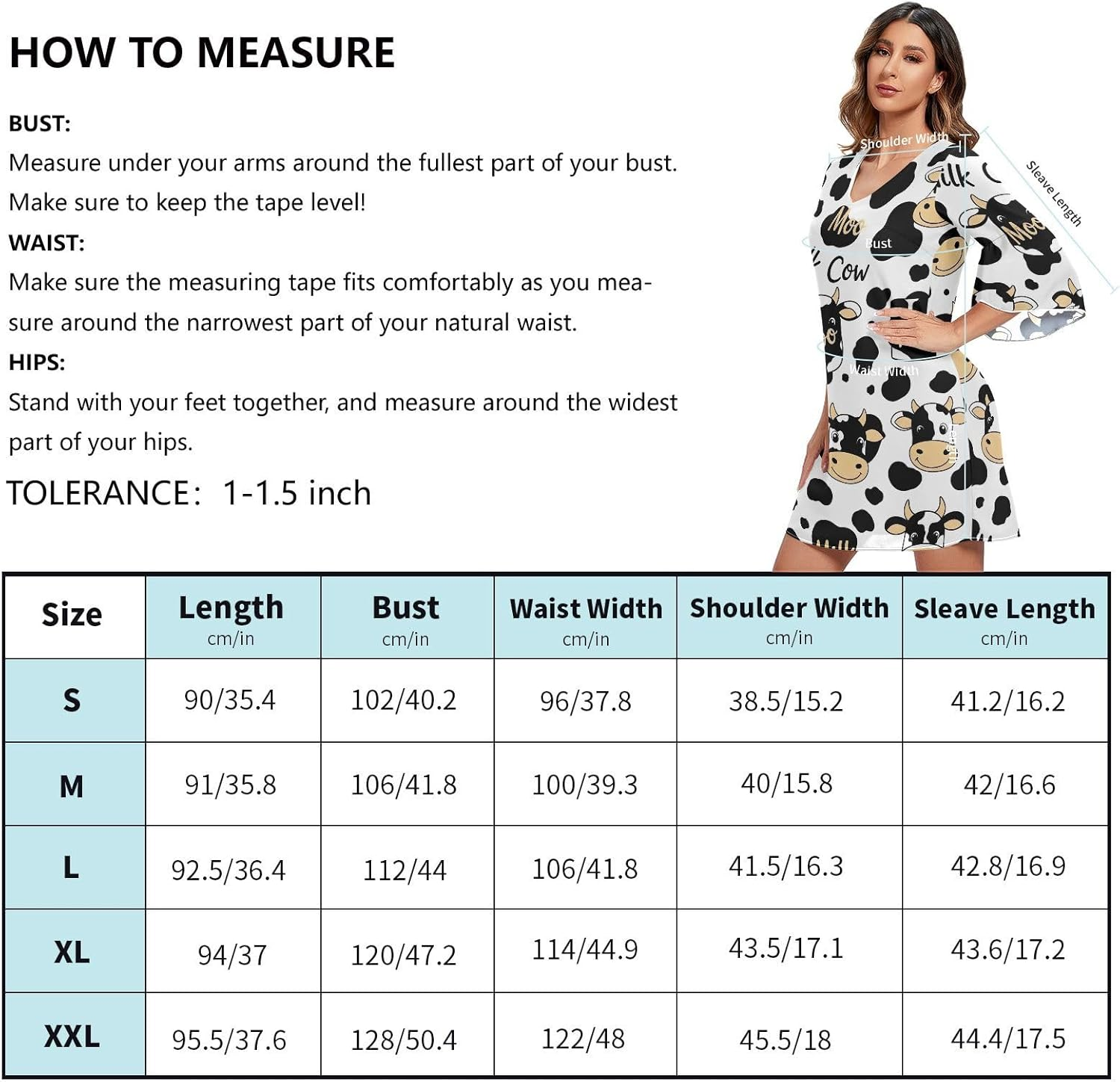 Cartoon Cows Western a Line Dress Printed Line Maternity Dress image number 4