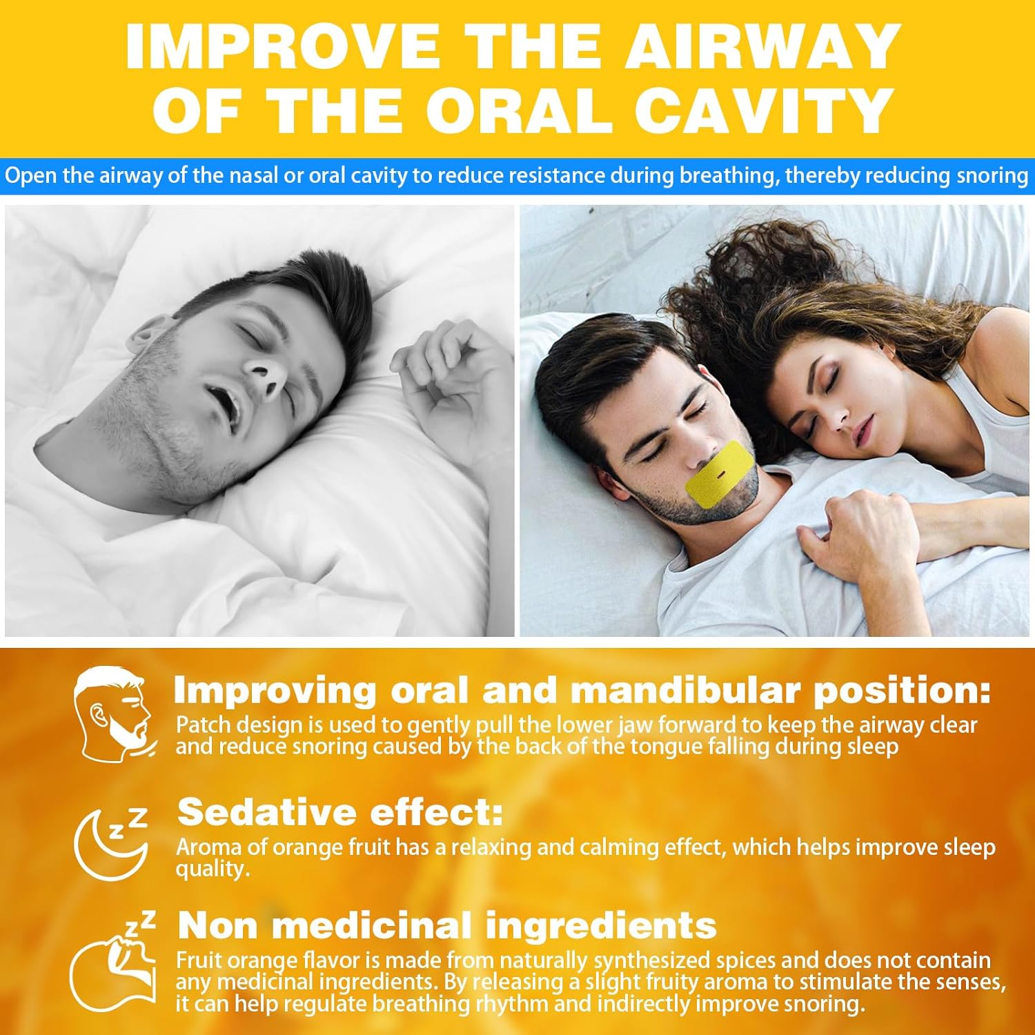 Sleep Mouth Tape - Breathable Sleep Tape Allows You to Sleep through the Night and Effectively Stops Snoring, Mouth Tape for Sleeping-30Pc (Fruity Orange Flavor) - Orange-2Pc image number 2