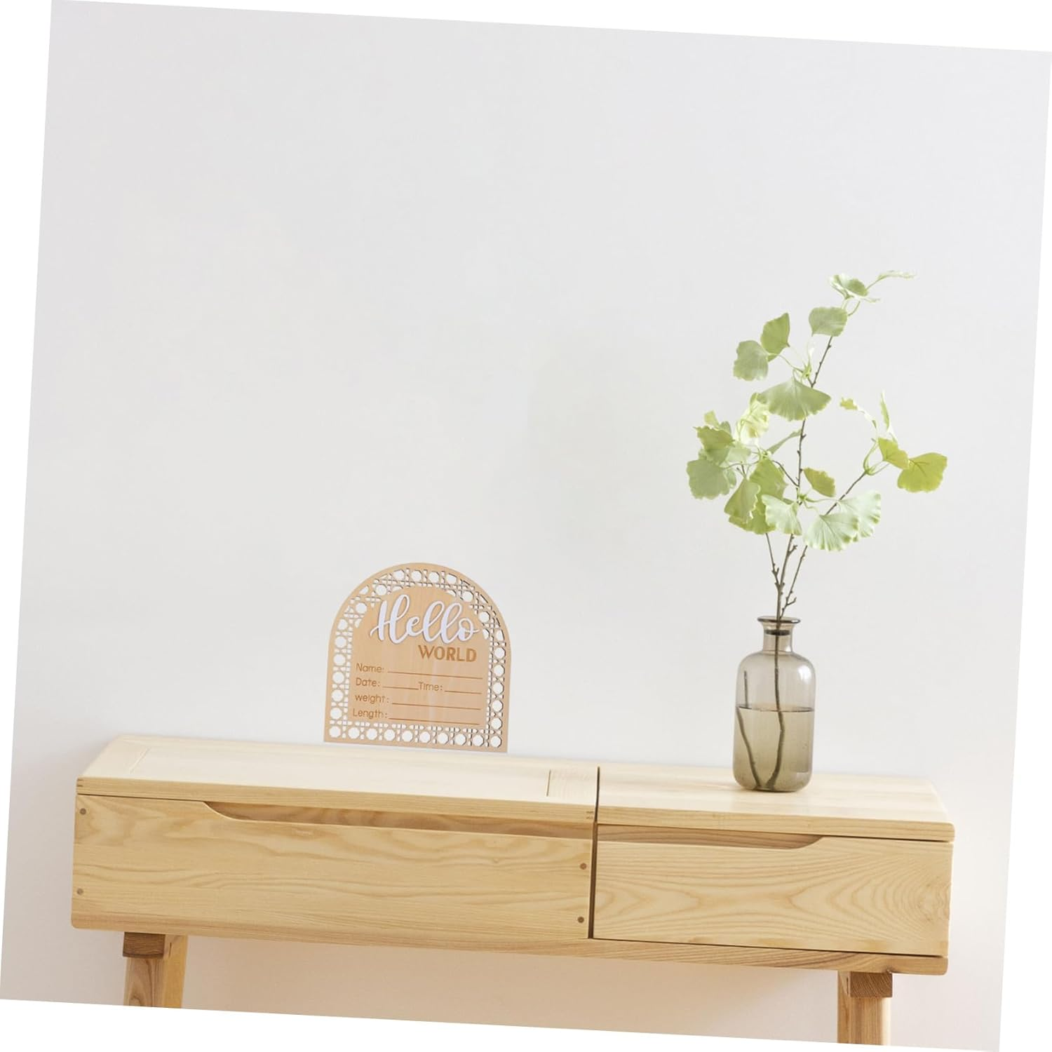 Toddmomy 2Pcs Birth Announcement Board Wooden Sign Beautiful Print Nursery Decor Name Sign for Newborn image number 5