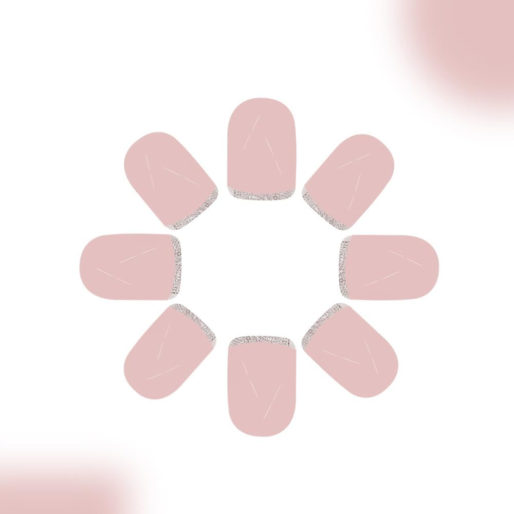 Pack of 24 False Nails, Square Short Nails for Glue-On, False Nails for Women (B, Short)