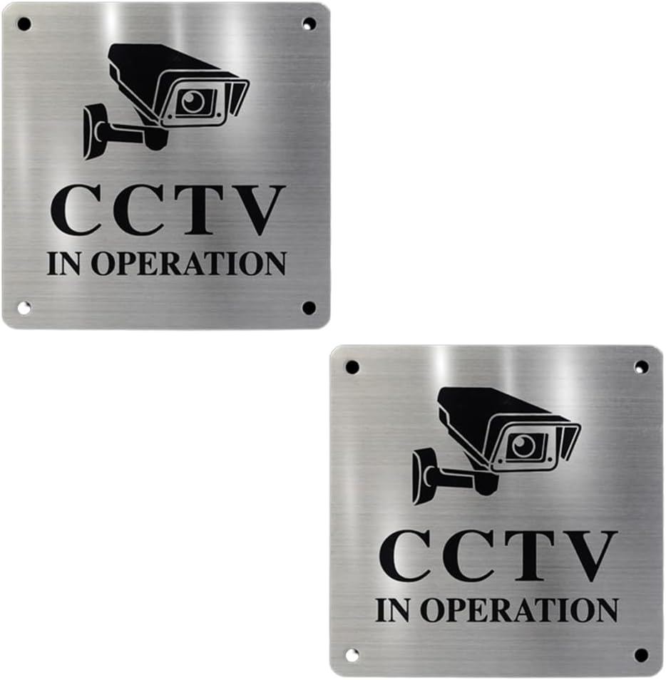 2 Pack 24 Hour Video Surveillance Sign Aluminum, Waterproof Metal Door Wall Sign for for Doors, Walls, Windows Indoor Outdoor (2#) image number 5