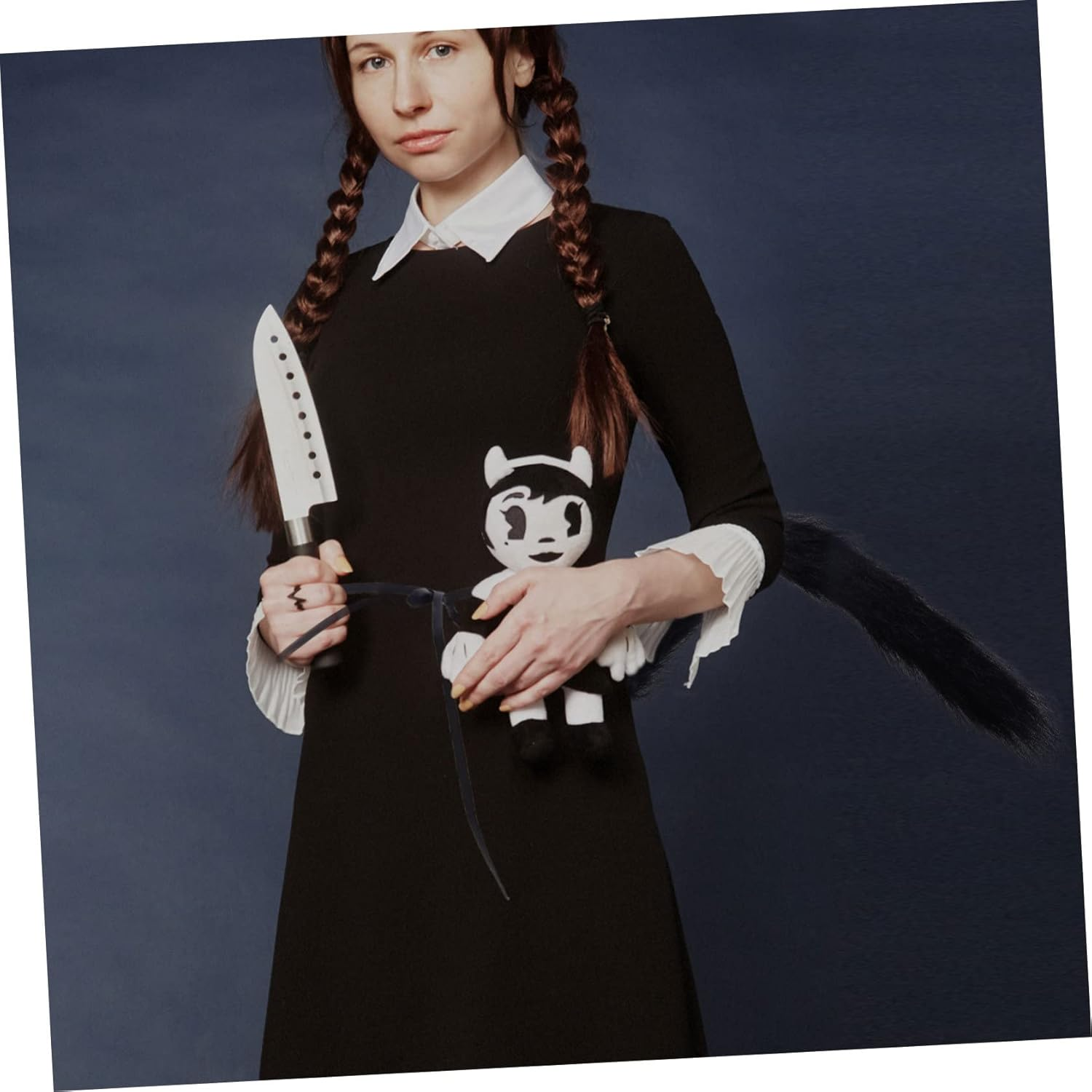 1Pc Faux Tail Dress up Kitten Accessories Black Outfits Girls Clothing Cosplay Cat Tail Halloween Cat Outfit Fox Cosplay Tail Cat Cosplay Decor Costume Party Prop Halloween Prop - Black image number 3