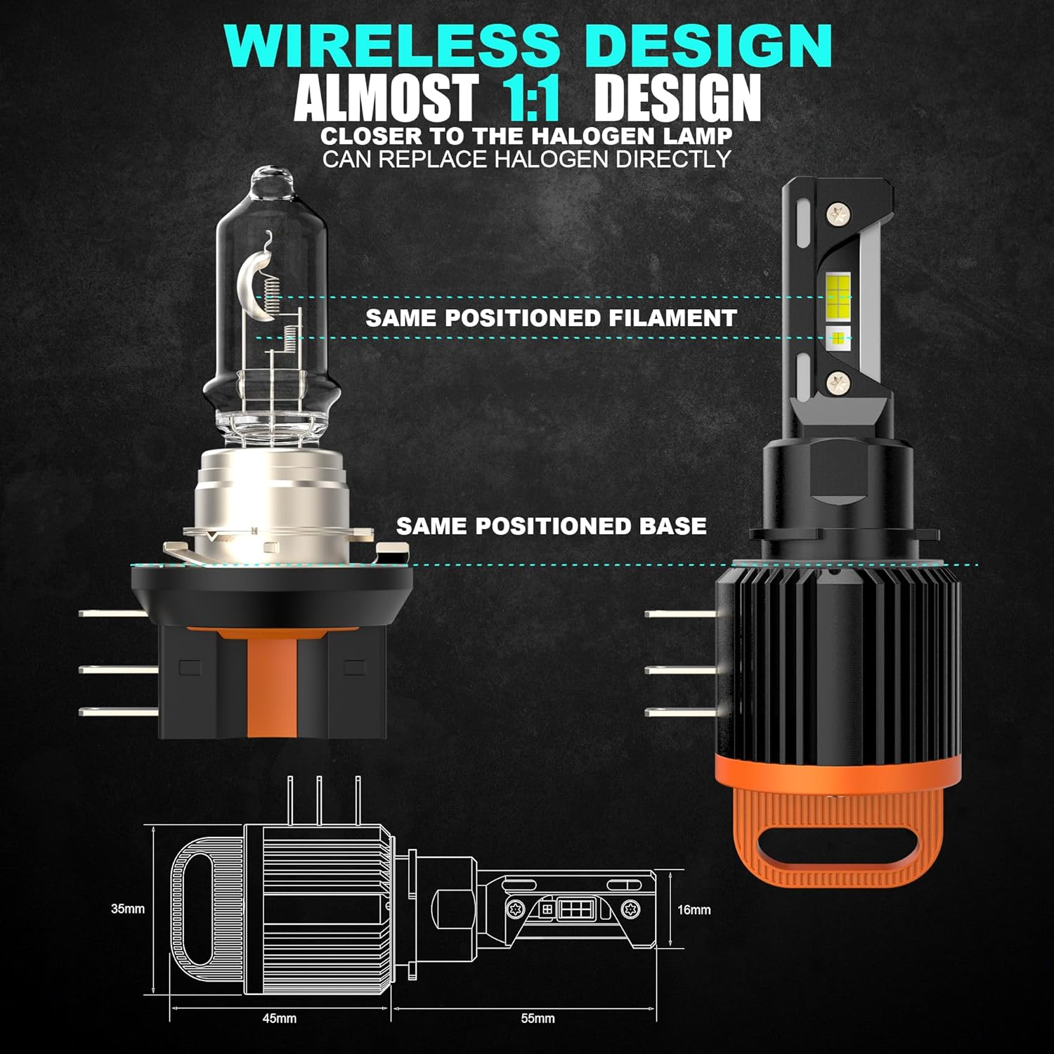 FAXCARS Performance H15 LED Headlight Bulb High Beam DRL 6500K Xenon White 500% Brighter Plug N Play 12V Error Free CANBUS, Pack of 2 image number 4