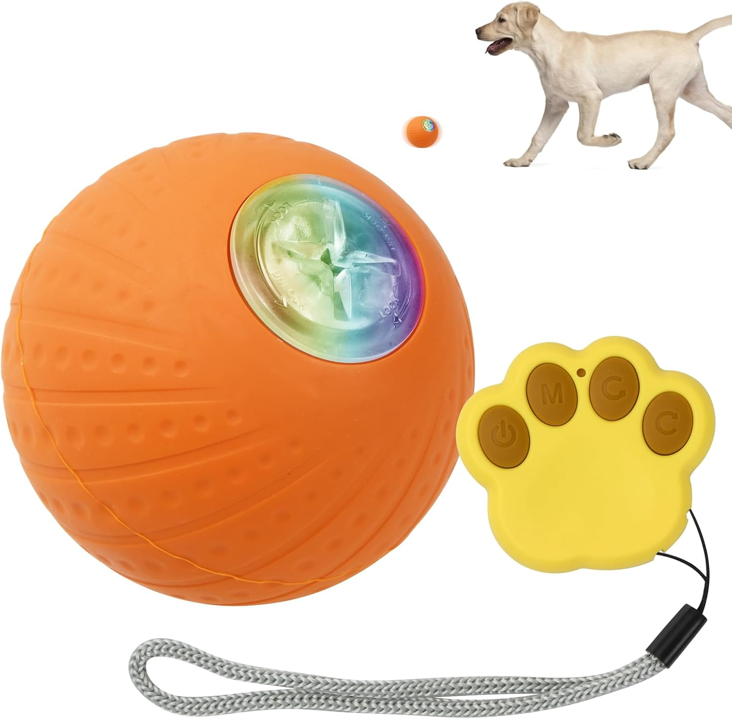 Litinliv Interactive Dog Toy Ball, Interactive Remote Control LED Dog Toy Ball, Smart Active Rolling Ball Dog with USB Cable, Fun Tough Dog Toys, for Small Medium Dogs image number 6