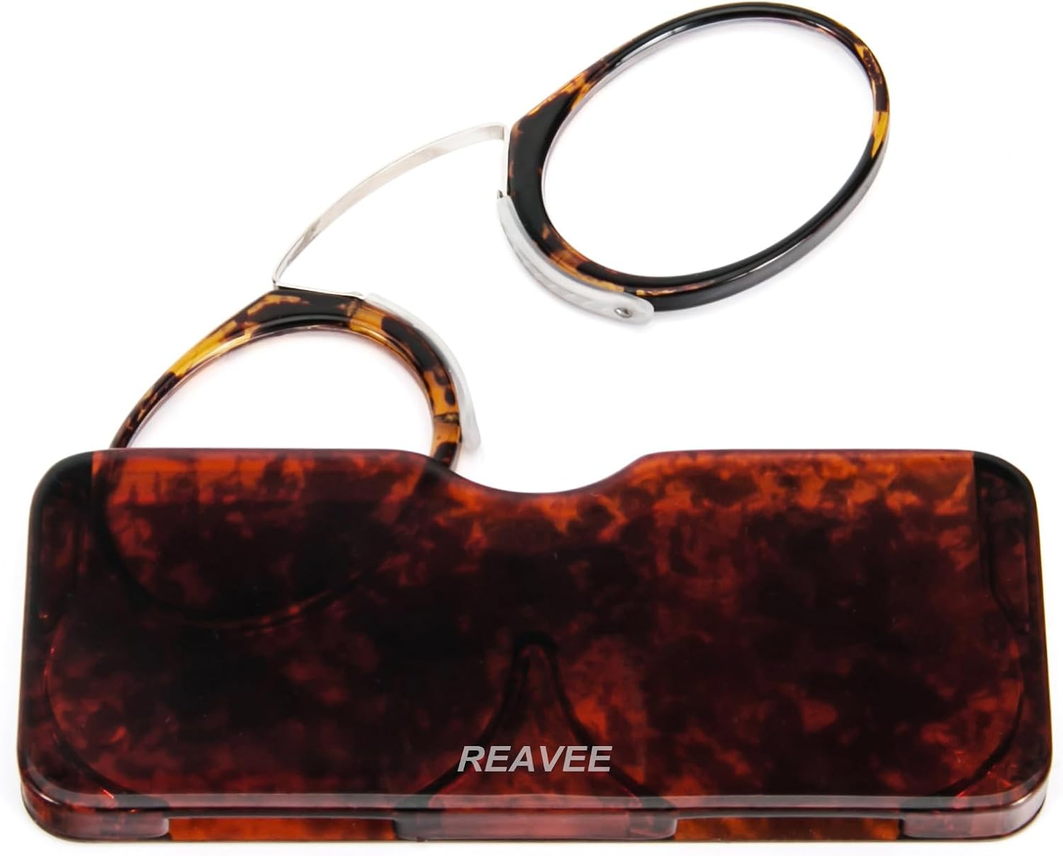 REAVEE Go Everywhere Nose Resting Pinching Reading Glasses with Pod Case Thin Reading Glasses for Men