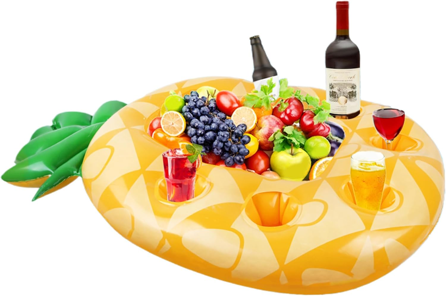 Drink Floaties for Pool, Pineapple Inflatable Drink Holder, 33.5X21.7 PVC Floating Pool Tray with Cup Holders, Portable Floating Drink Holder image number 6