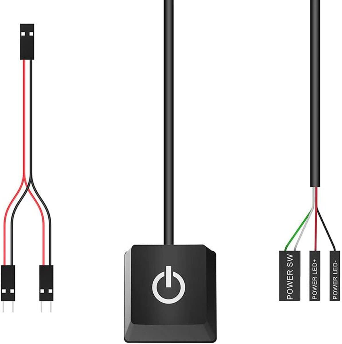 Ejoyous Desktop PC Power Button Extension (6.6Ft/2M) ABS Material, Blue Mechanical Switch 7 Color Gradient Light, for Home/Office/Internet Cafe with Installation Accessories image number 2