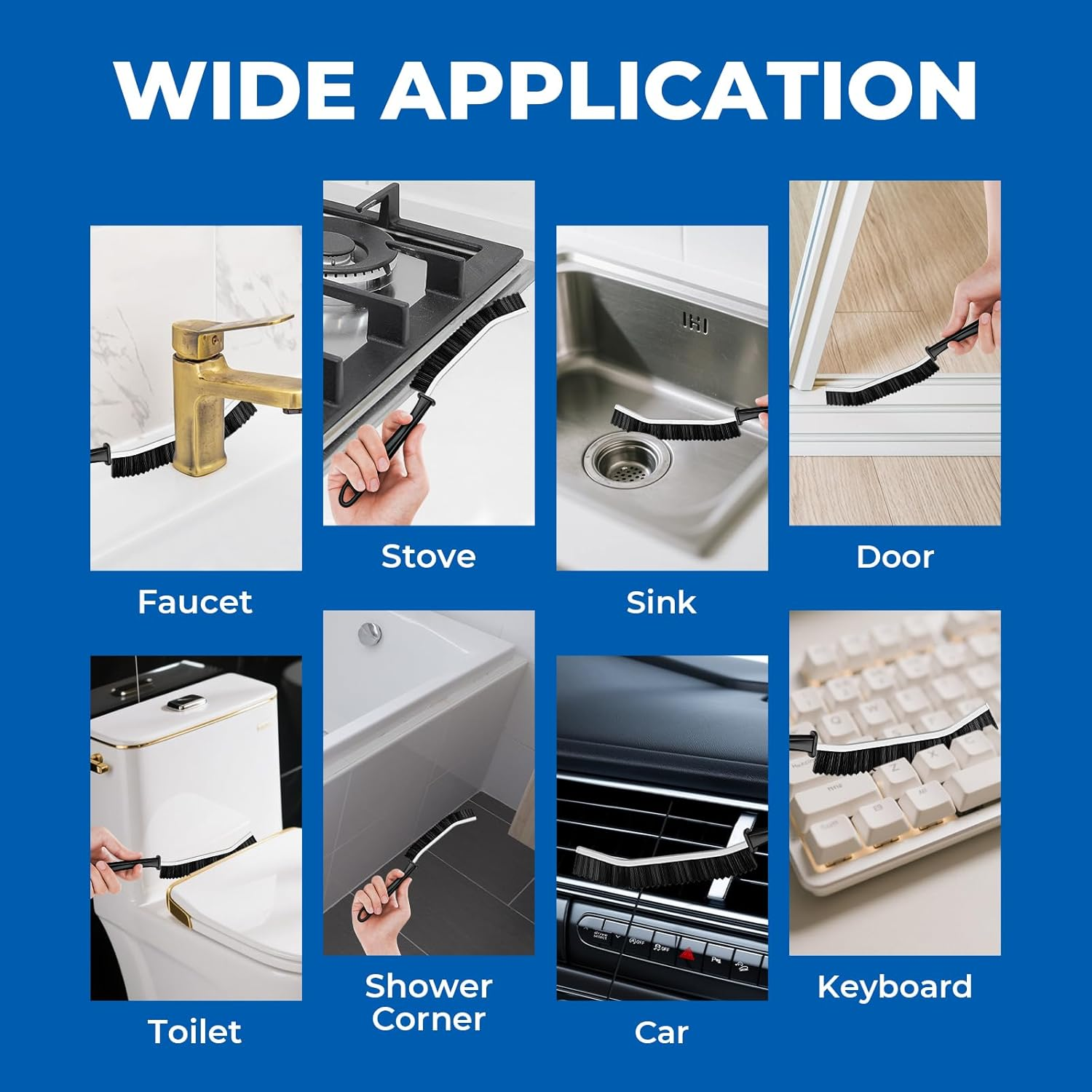 Crevice Cleaning Brushes, Grout Cleaner Brush for Small Spaces to Reach, Magic Brush, Bathroom Accessory, Cleaning Tools, Cleaning Supplies for Shower, Toilet, Sink(2, Black) image number 1