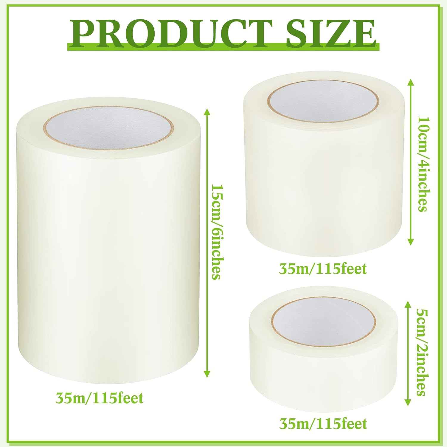 Frienda 3 Pack 2''X115'+4''X115'+6''X115' Greenhouse Plastic Tape, 6 Mil Greenhouse Repair Tape, Waterproof and UV Resistant 6Mil Polyethylene Sheeting Tape to Repair Patch Repair Kit image number 2