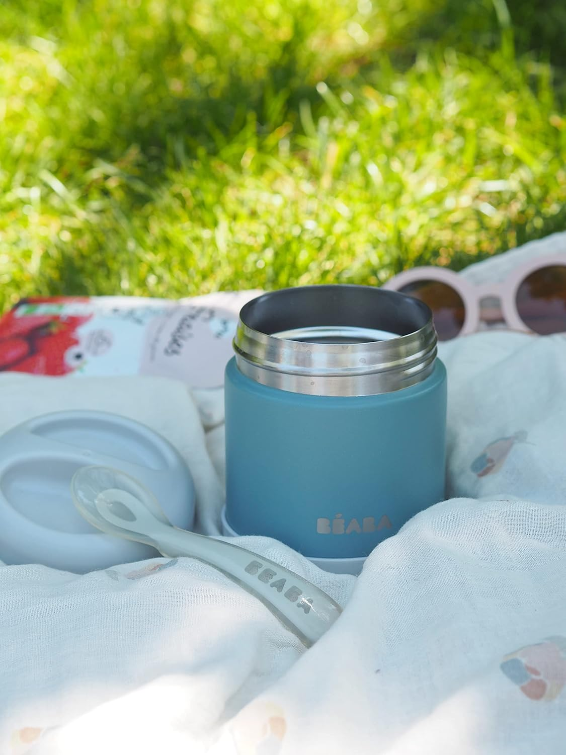 Beaba 2Nd Stage Soft Silicone Spoons with Case, Velvet Grey/Sage Green (2-Piece Set) image number 5