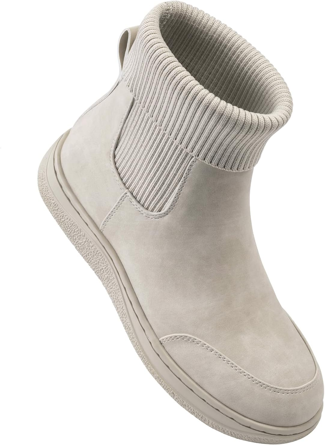 Athlefit Women'S Chelsea Ankle Boots Comfortable Winter Short Leather Boots Fashion Slip on Elastic Sock Booties image number 2