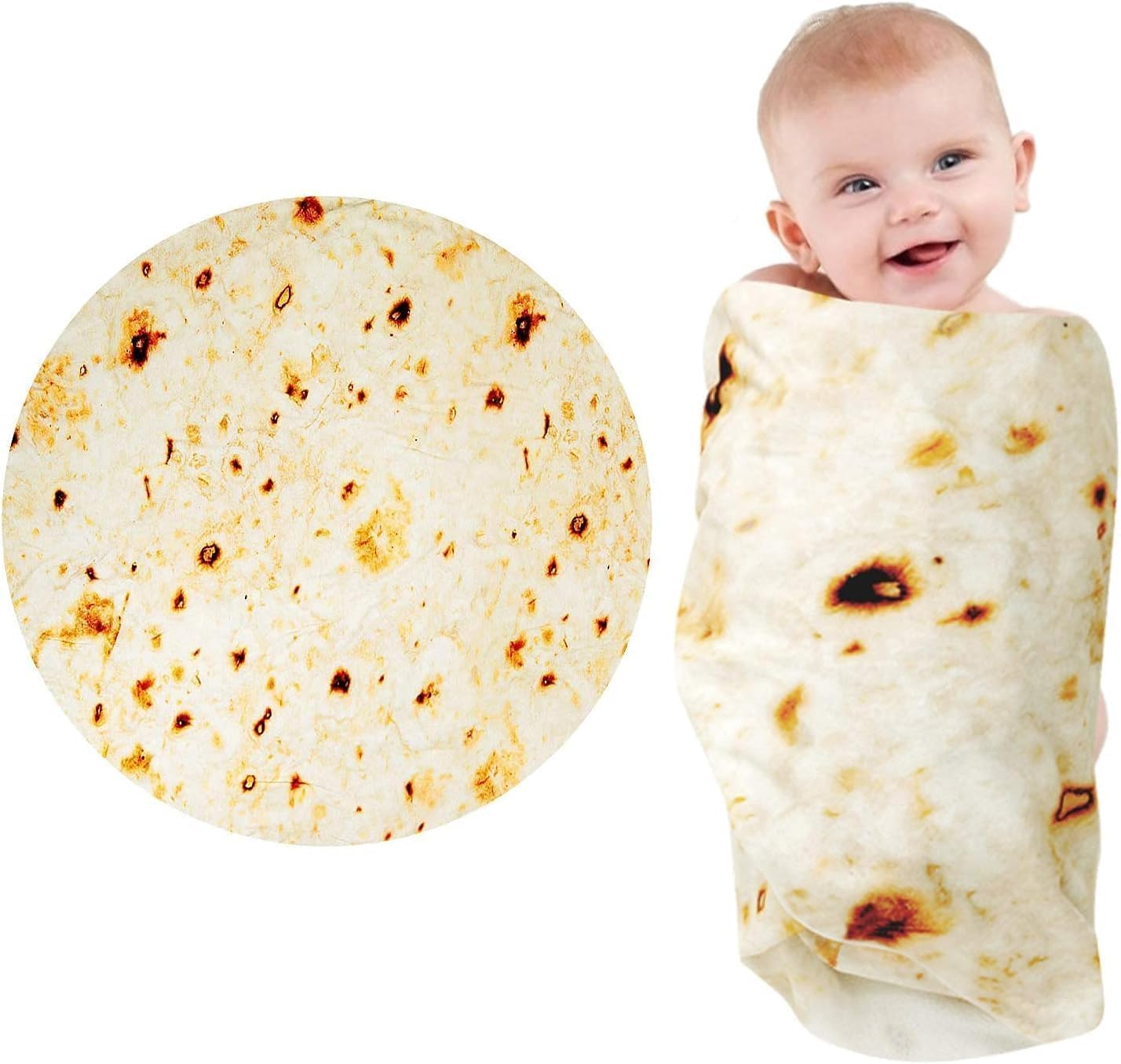 Taco Baby Blanket 285 GSM Flannel - Soft Swaddle Wrap for Newborn & Toddler 0-12 Months, Unisex Shower with Burrito Design, Wearable Snuggle Blanket Tortilla Blanket (36 Inch) image number 5