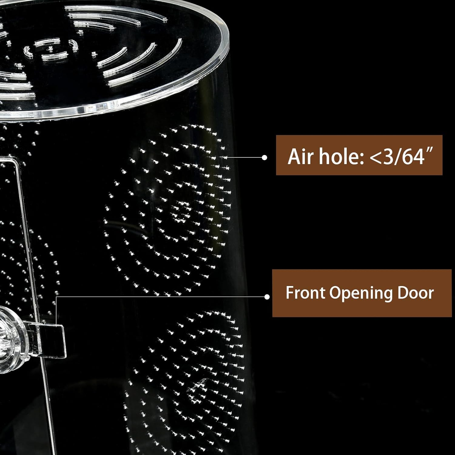 Jumping Spider Enclosure, 11.5&rdquo;*6&rdquo;*6&rdquo;, Air Hole 3/64" Micro Habitat Terrariums, Arboreal Reptile Tank with Front Opening Door,Tarantula Enclosure, Plant Greenhouse image number 6