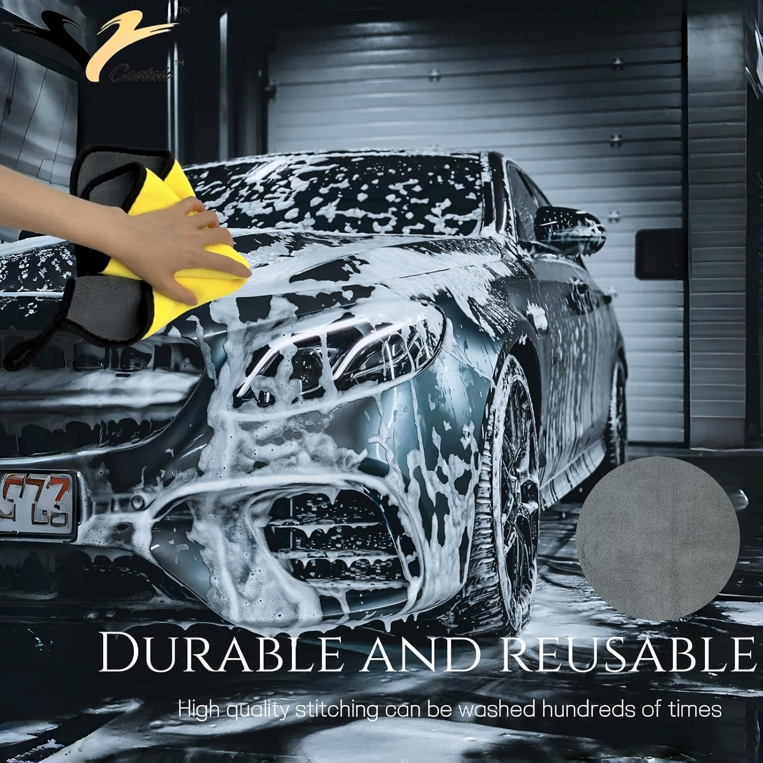 Castaic 6 Pcs Ultrasoft, Large, Thick Microfiber Towels,Water Absorbing, for Household Cleaning, Dual-Sided Car Washing and Detailing Towels (Fluorescent Yellow) image number 1