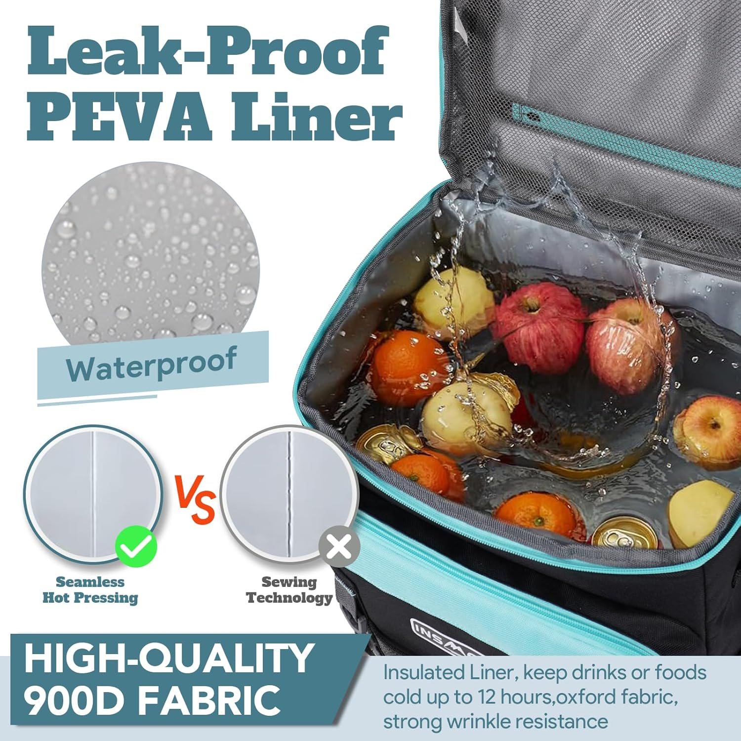 INSMEER 80 Can Collapsible Cooler with Wheels & Handle - Leakproof, Insulated, All-Terrain Rolling Cooler Bag for Beach, Camping, Picnic & Grocery Shopping image number 1