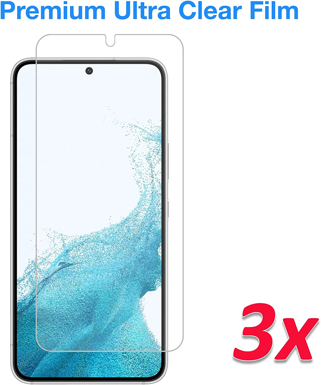 MEZON [3 Pack] Ultra Clear Screen Protector Film for Samsung Galaxy S22 5G &ndash; Case Friendly, Shock Absorption (S22, Clear) image number 4