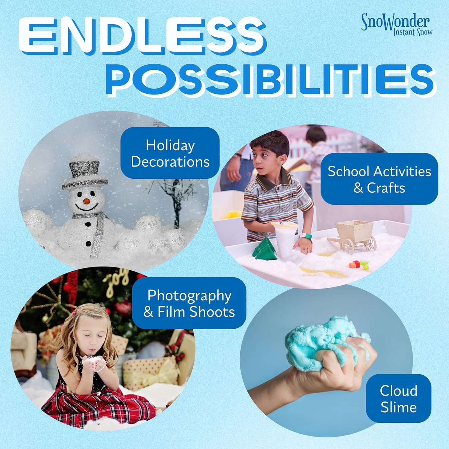 SNOWONDER Instant Snow Fake Artificial Snow, Also Great for Making Cloud Slime (240 Gallons)