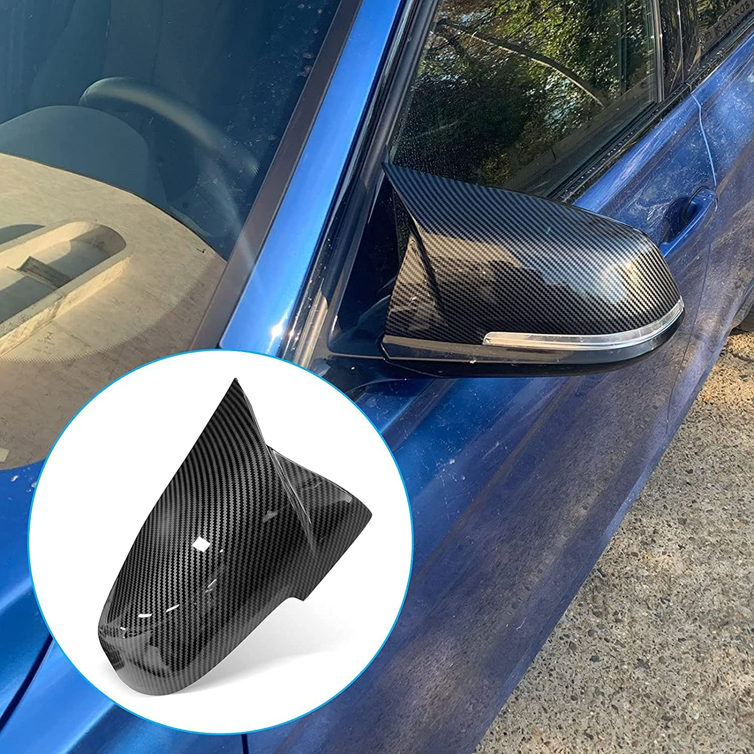 Door Rearview Mirror Cover Cap Replacement for BMW F20 F22 F23 F30 F31 F32 F33 F36 F87 M2 X1 E84 (Carbon Fiber) image number 3