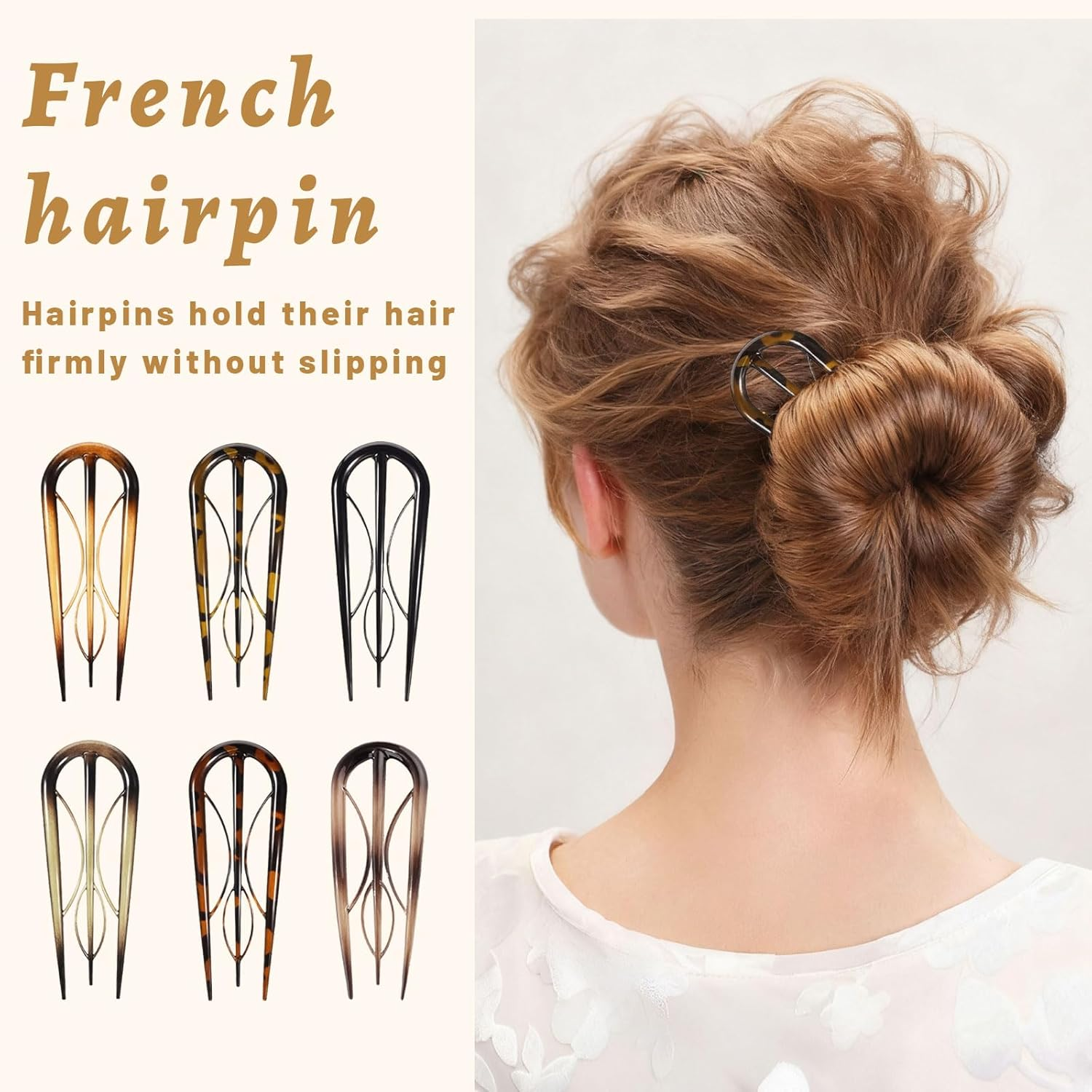 Xanthelle Hairpin, 6 Pieces French Hairpin and French Pin as Bobby Pins with Hairpin and French Hair Clip for Elegant Updos image number 2