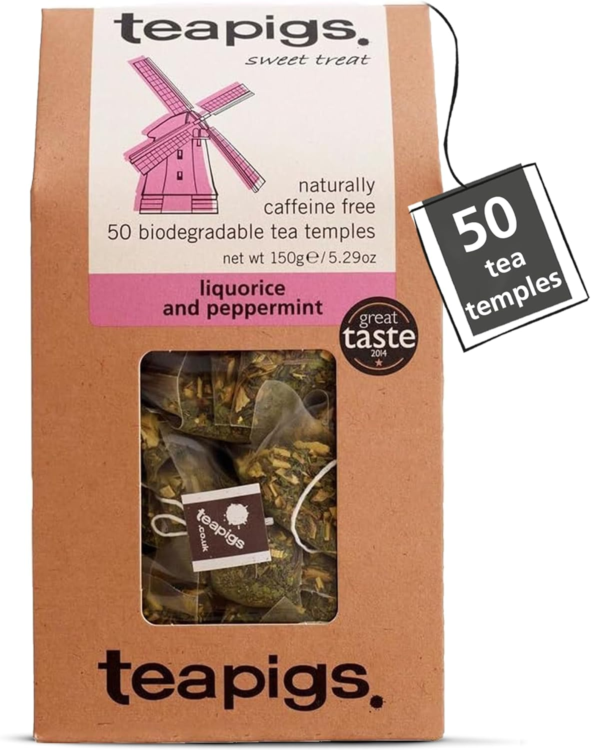 Teapigs Liquorice and Mint Tea 50 Biodegradable Tea Bags image number 2