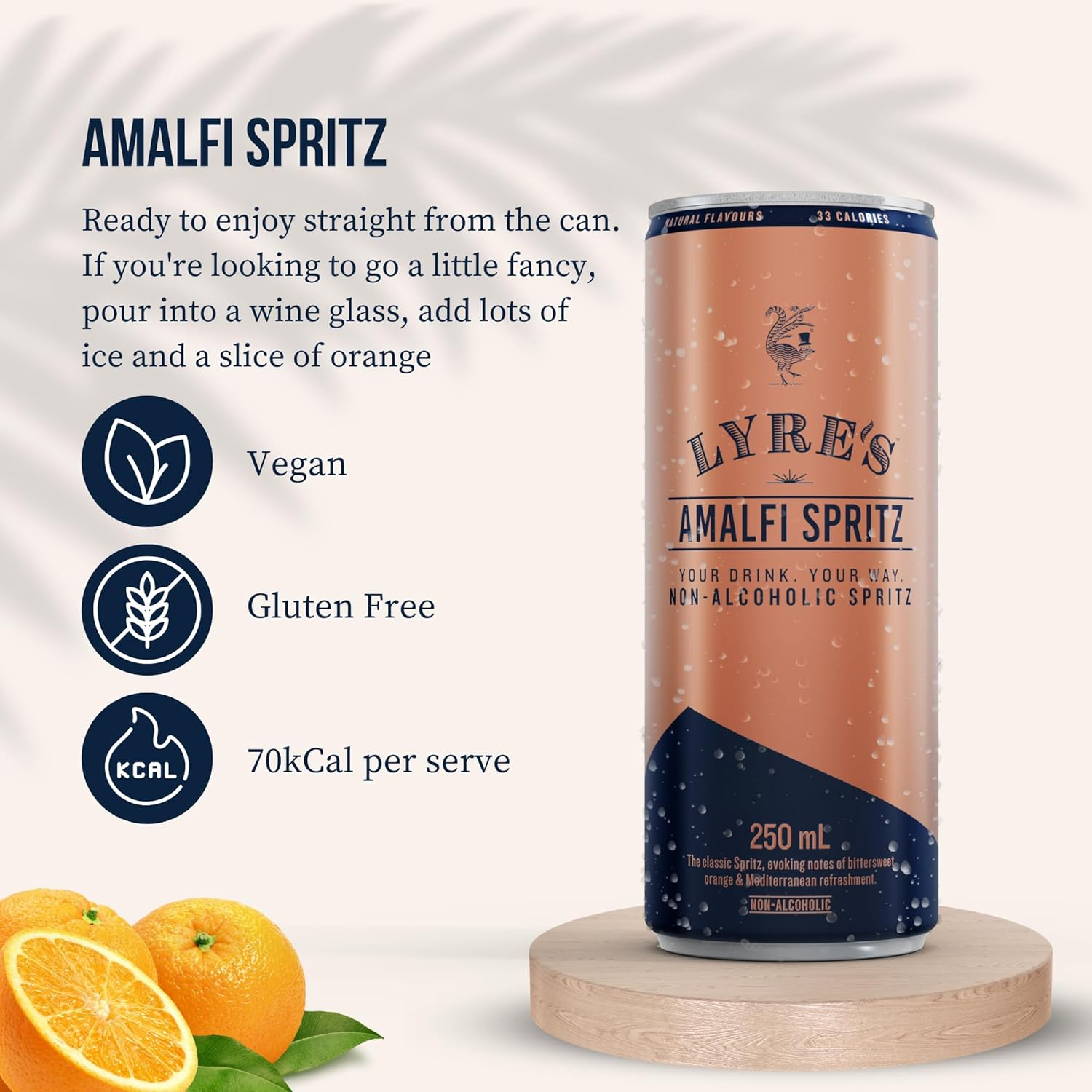 Lyre'S Amalfi Spritz 24-Pack, Ready to Drink Canned Mocktails, Award-Winning Zero Proof Italian Spritz Alternative, Alcohol Free Aperitif & Non Alcoholic Sparkling Wine, 70 Calories a Can (250Ml X 24)