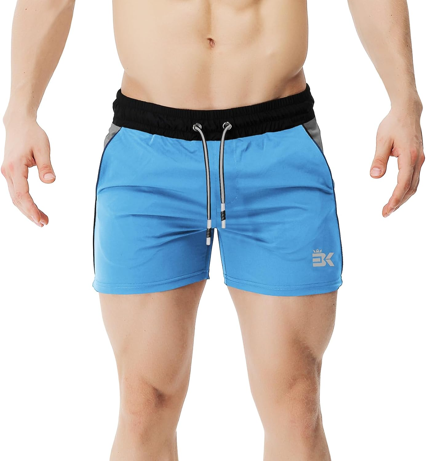 BROKIG Men'S Gym Sport Shorts, Lightweight Workout Fitness Running Shorts 5" Quick Dry Exercise Bodybuilding Shorts Zip Pocket