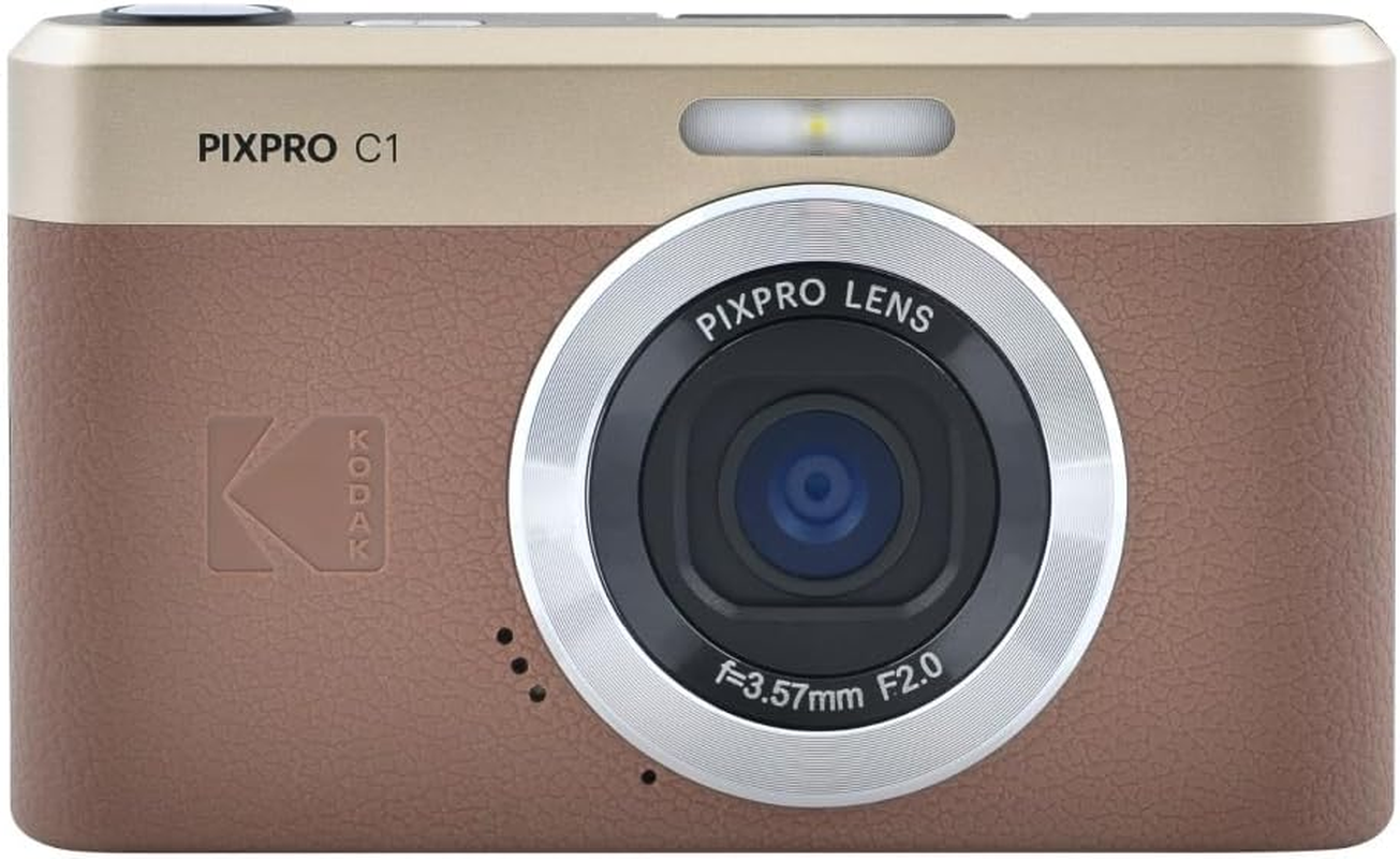 Kodak Pixpro C1 &ndash; Ultra-Compact Digital Camera | 13MP BSI CMOS, 4X Zoom, 2.8" LCD Screen, LED Flash &ndash; Brown