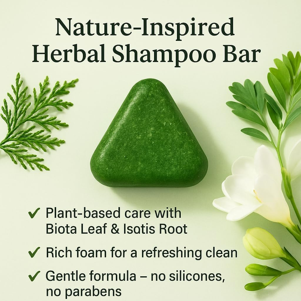 Nature Triangle Shampoo Bar,Seven Green Soap Shampoo,Usman Grass Shampoo Bar,Natural Plant-Based Solid Shampoos for Women and Mens,Hair Care image number 5