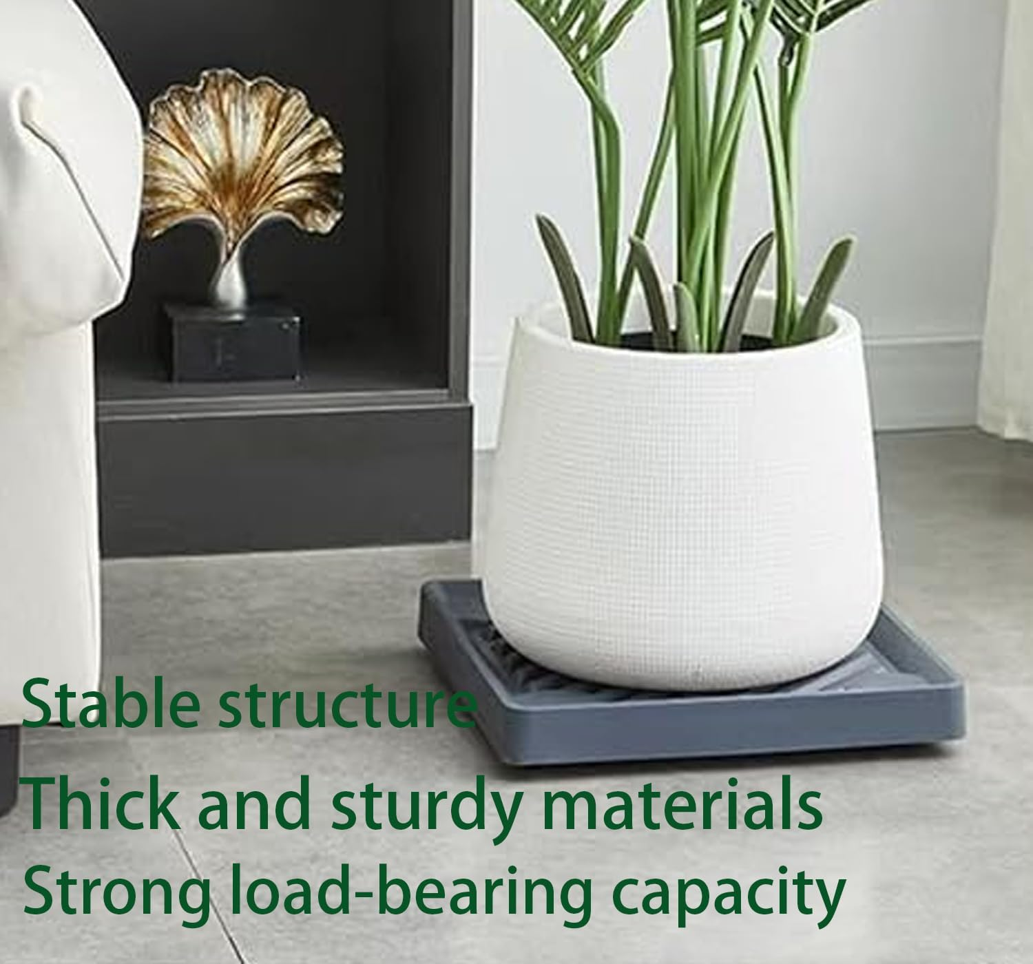 2PCS Square Plant Caddy with Hidden Wheels, Heavy Duty Plant Caddy with Wheels Plant Dolly, Pot Base for Plants Indoor Outdoor, Gray,Rolling Plant Stand with Wheels,Plant Pot Trolley, 9.96 Inches image number 1