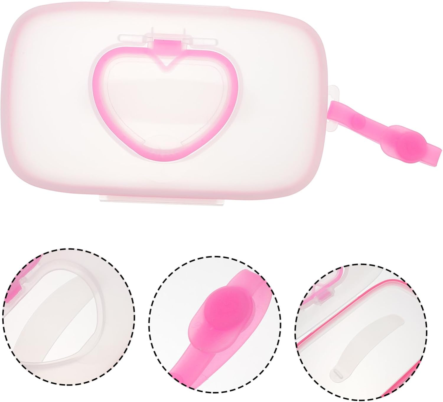 Portable Baby Wet Tissue Box Hanging Wet Tissue Case Lid White and Pink for Outdoor Travel Infant Hand Mouth Wipes Storage image number 5