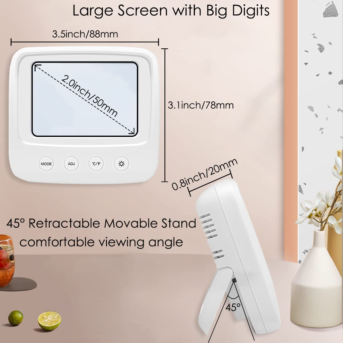 Digital Hygrometer Indoor Thermometer, Room Thermometer Humidity Gauge with Air Comfortable Icon, High Accuracy Temperature Humidity Monitor with Backlight for Home, Office, Baby Room, Greenhouse image number 1