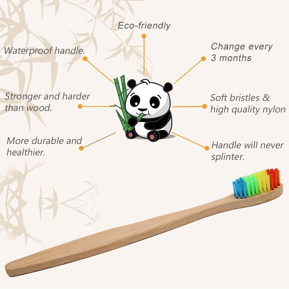 GENKENT Natural Bamboo Toothbrush Made with Rainbow Nylon Infused Bristles (10 Counts) image number 6