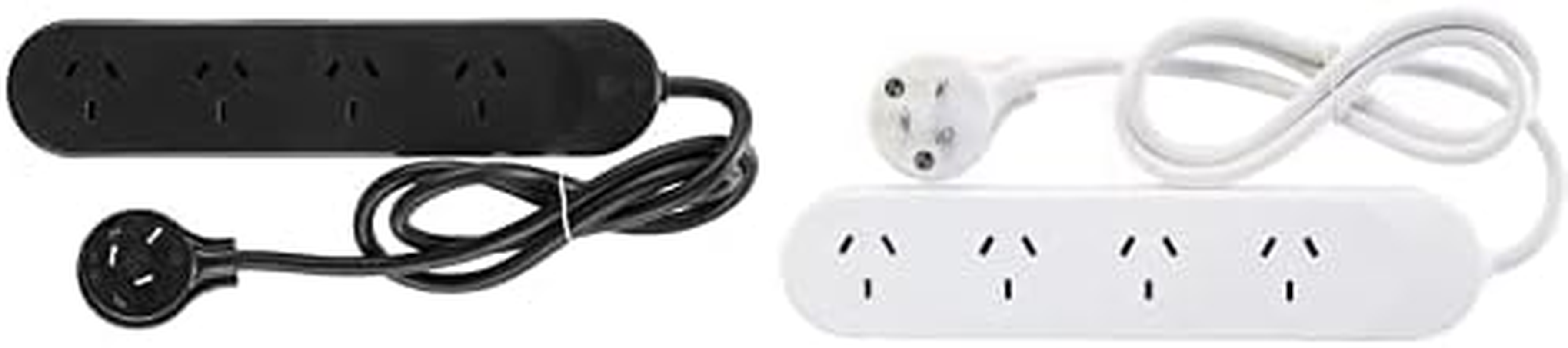 HPM Standard 4 Outlet Powerboard Black + Standard 4 Outlet Powerboard White